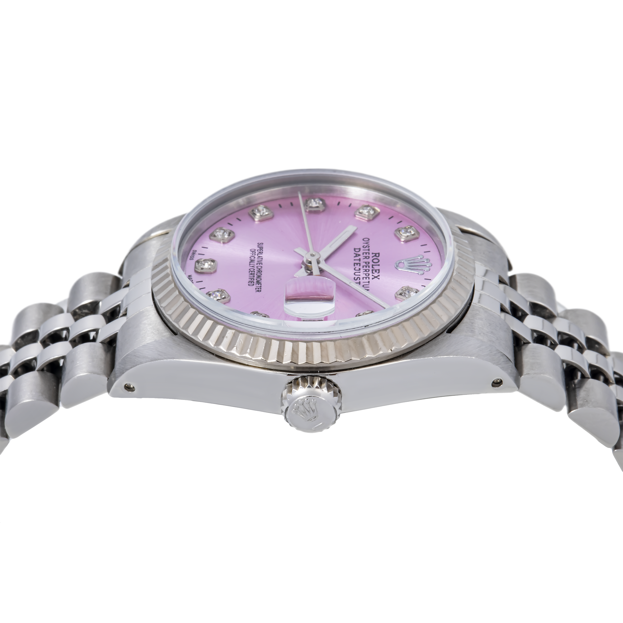 ROLEX DATEJUST 68274 31MM PURPLE DIAMOND DIAL WITH STAINLESS STEEL JUBILEE BRACELET