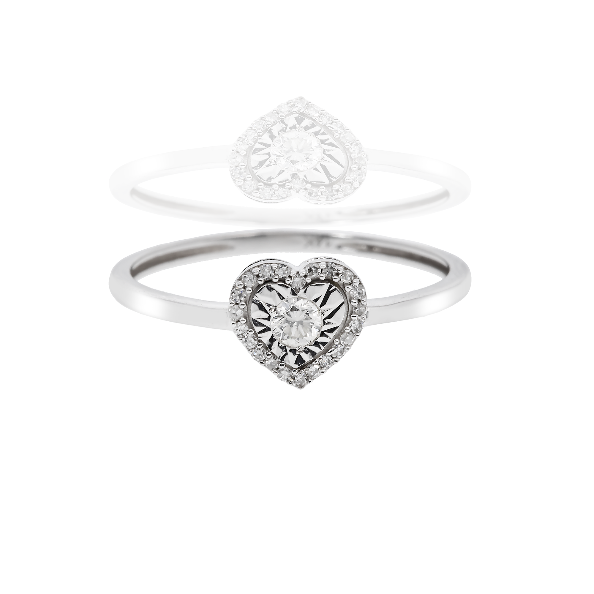 14K GOLD ROUND HALO DIAMOND HEART RING 0.15 CT
