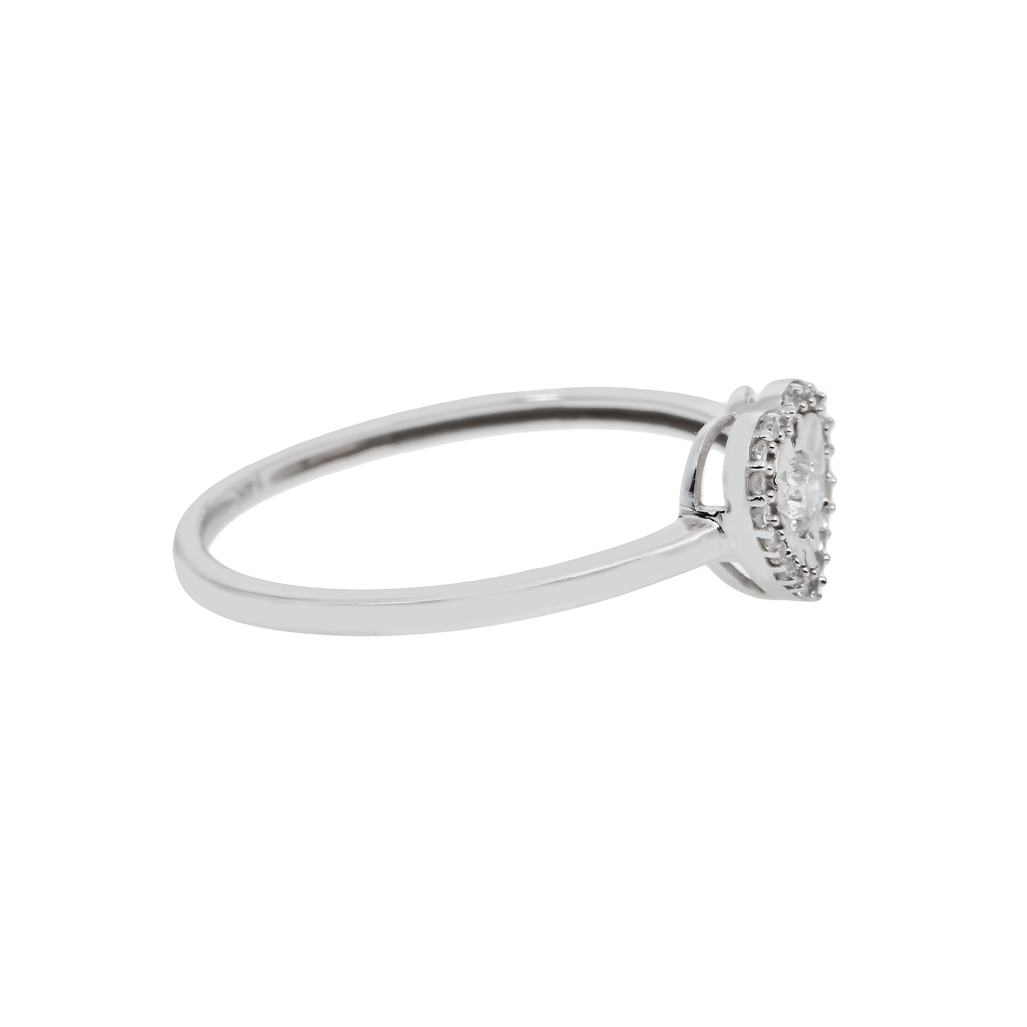 14K GOLD ROUND HALO DIAMOND HEART RING 0.15 CT