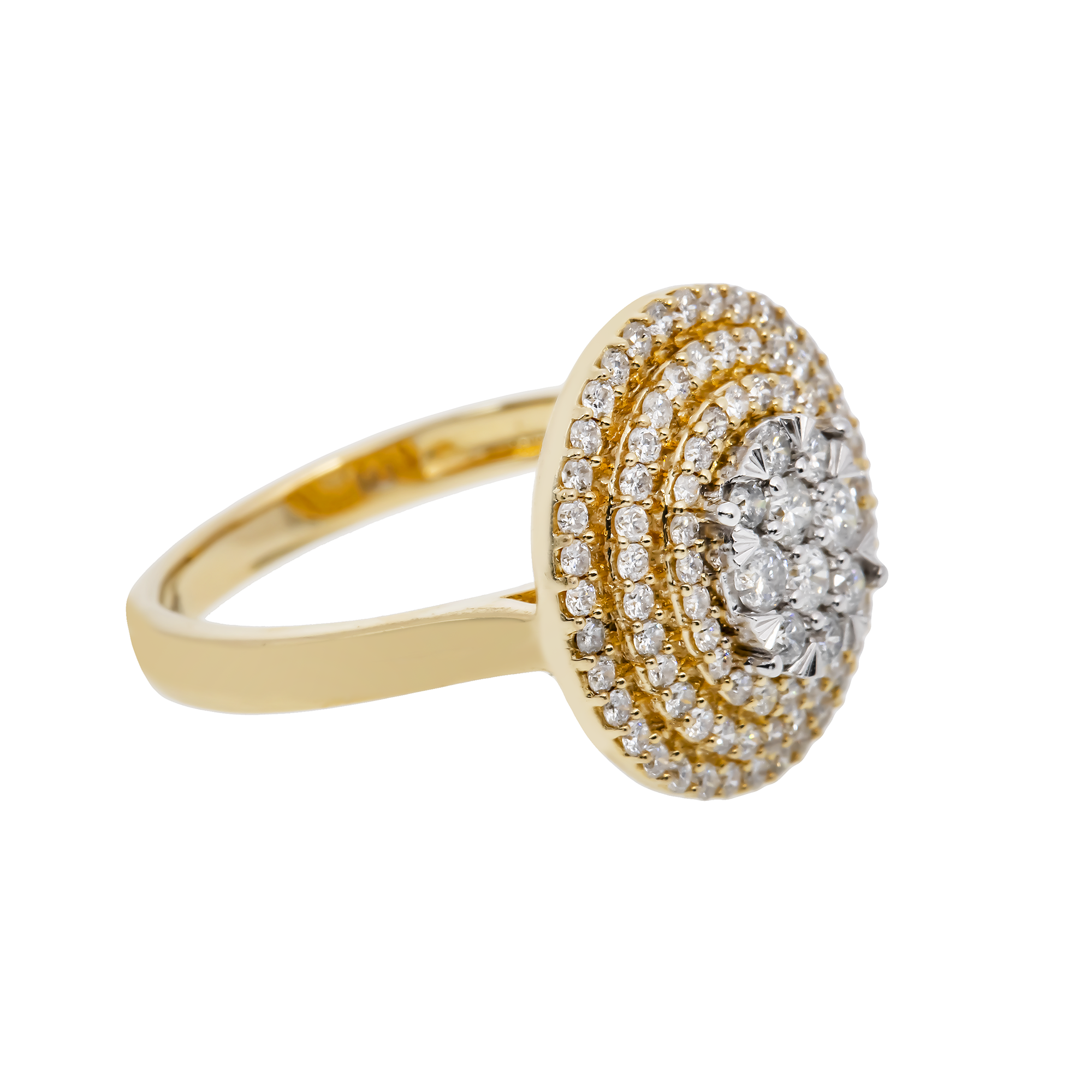 14K GOLD ROUND CUT HALO DIAMOND CLUSTER STATEMENT RING 0.83 CTW