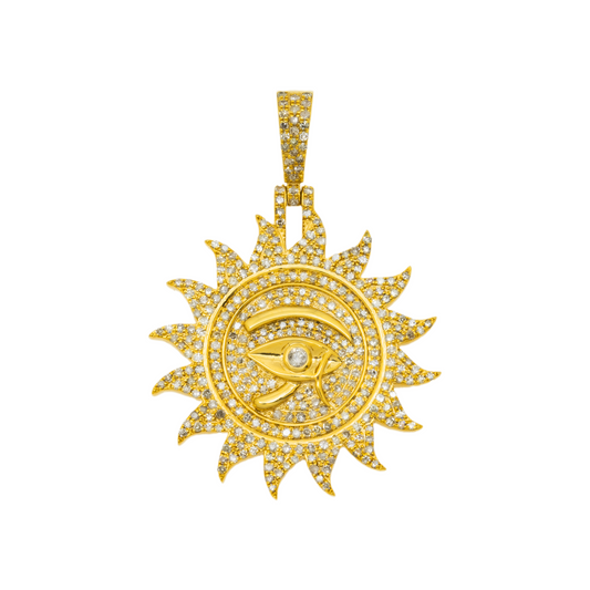 10K GOLD DIAMOND EYE OF RA PENDANT 1.18 CT