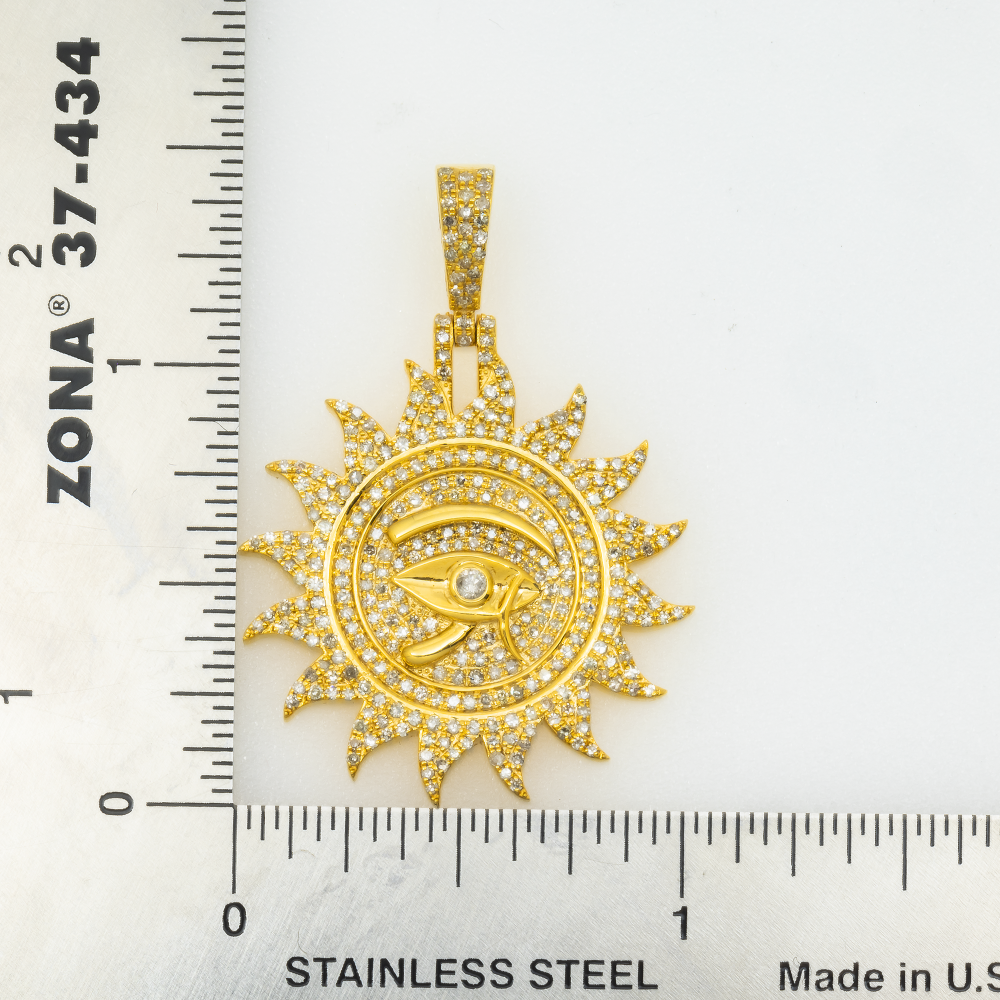 10K GOLD DIAMOND EYE OF RA PENDANT 1.18 CT