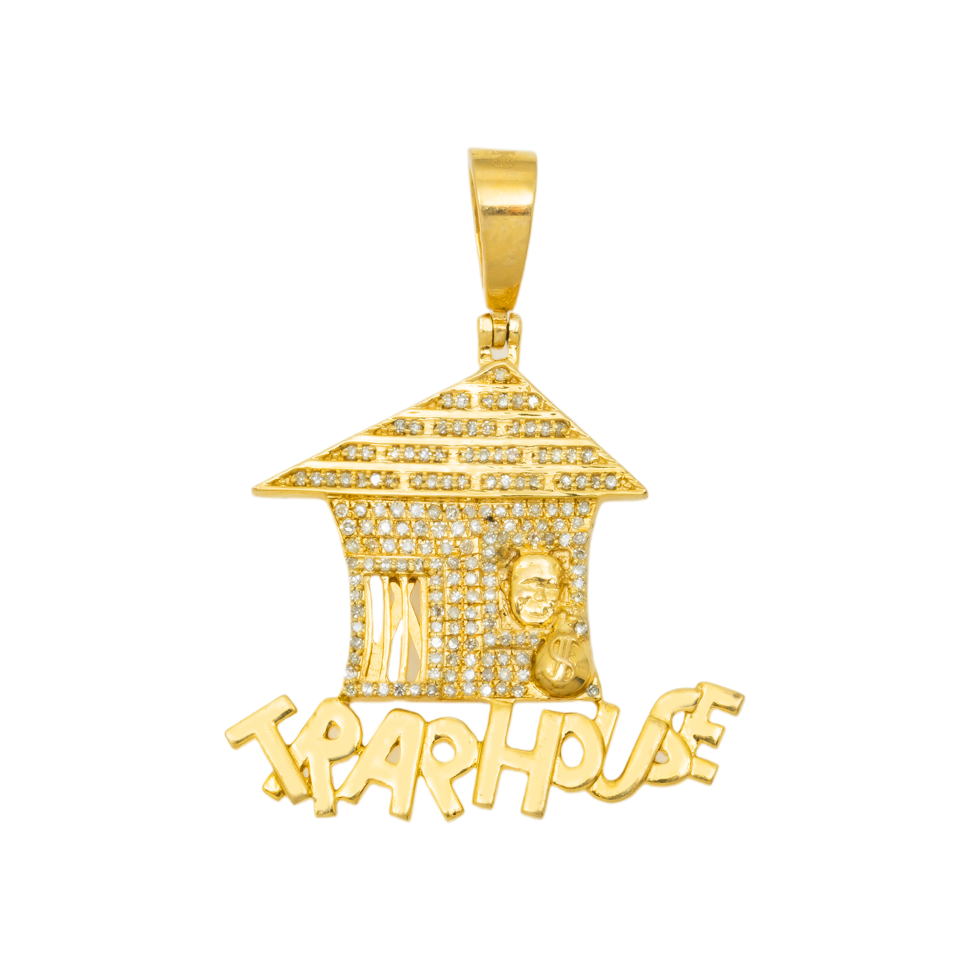 10K GOLD DIAMOND TRAP HOUSE PENDANT 0.35 CTW