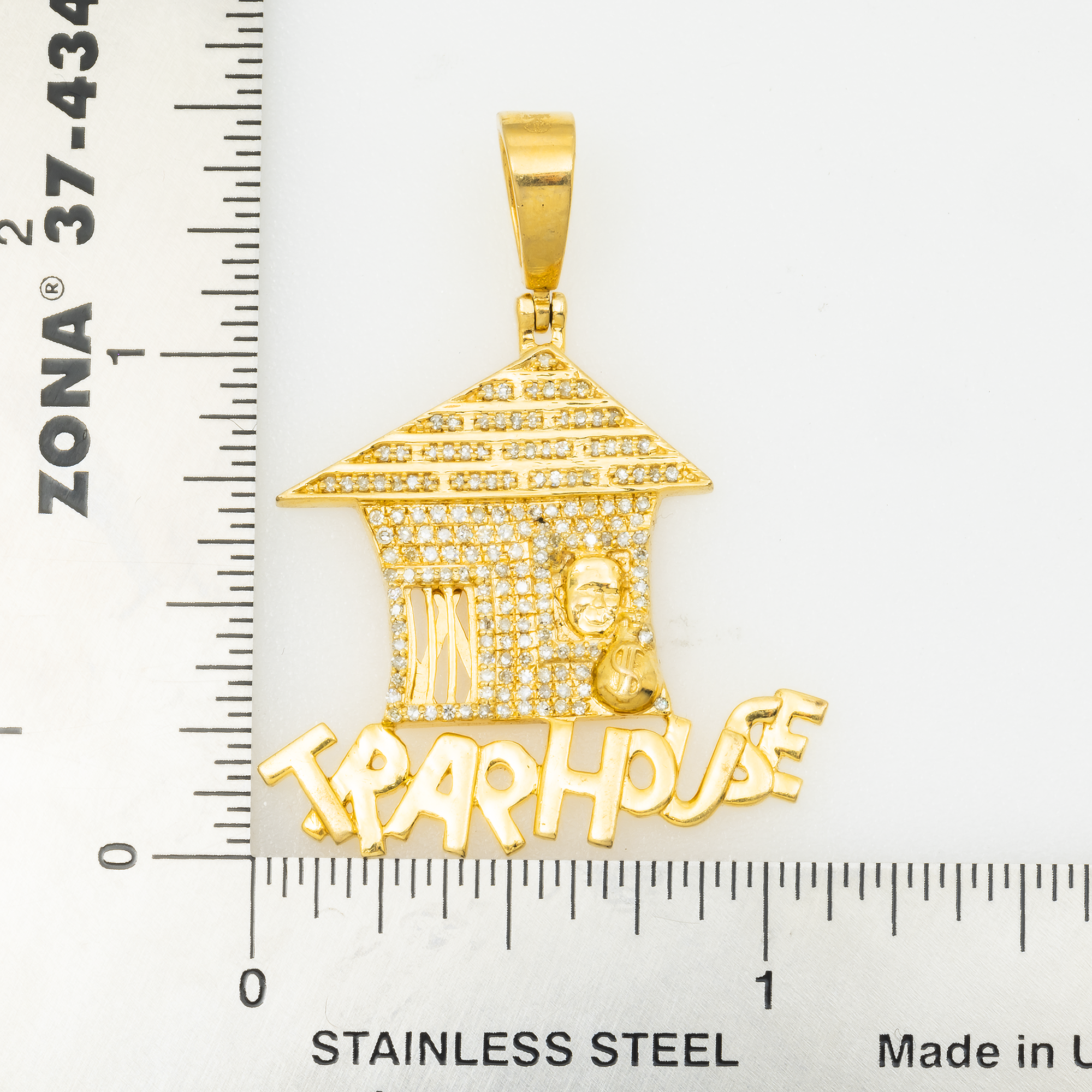 10K GOLD DIAMOND TRAP HOUSE PENDANT 0.35 CTW