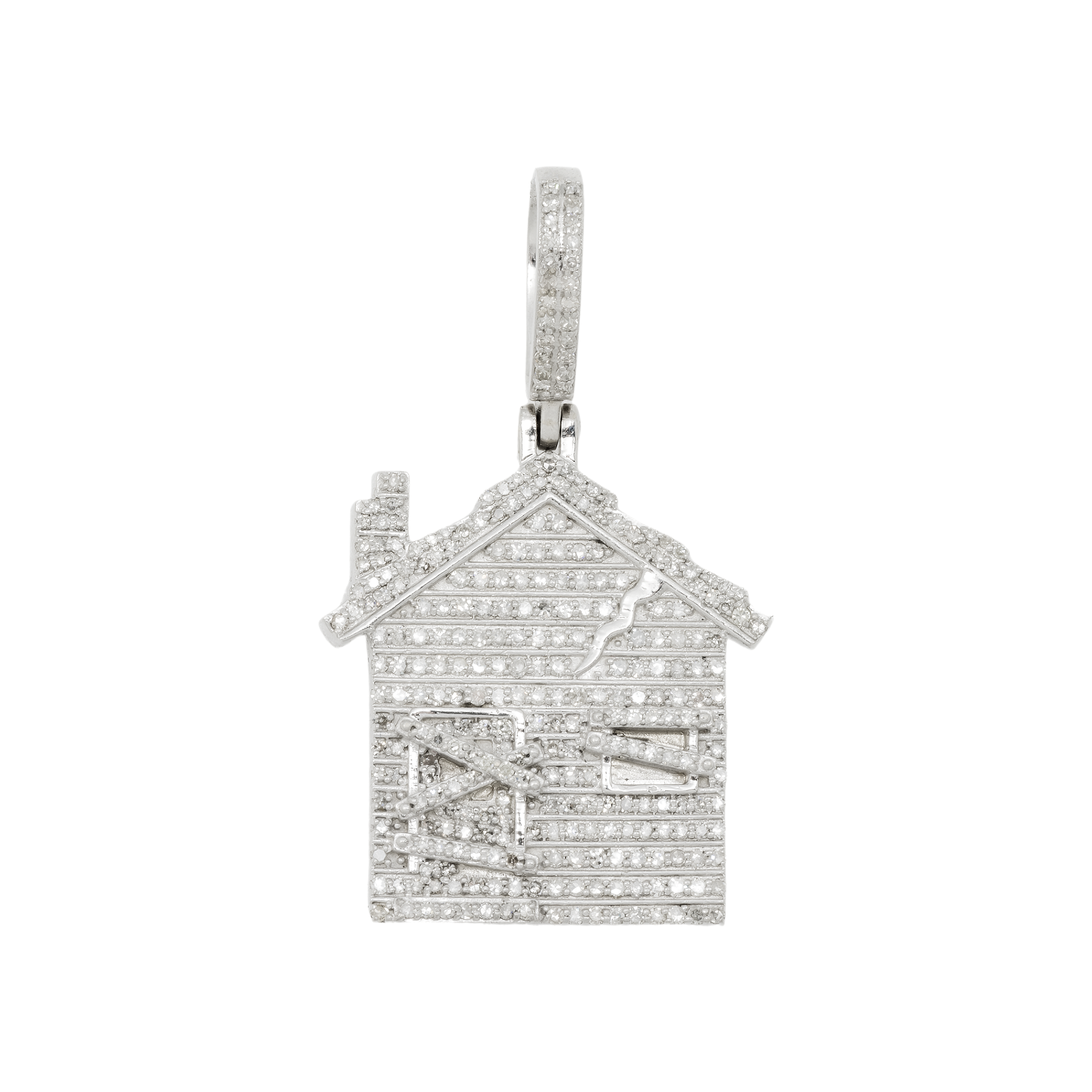 10K GOLD DIAMOND TRAP HOUSE PENDANT 1.10 CTW