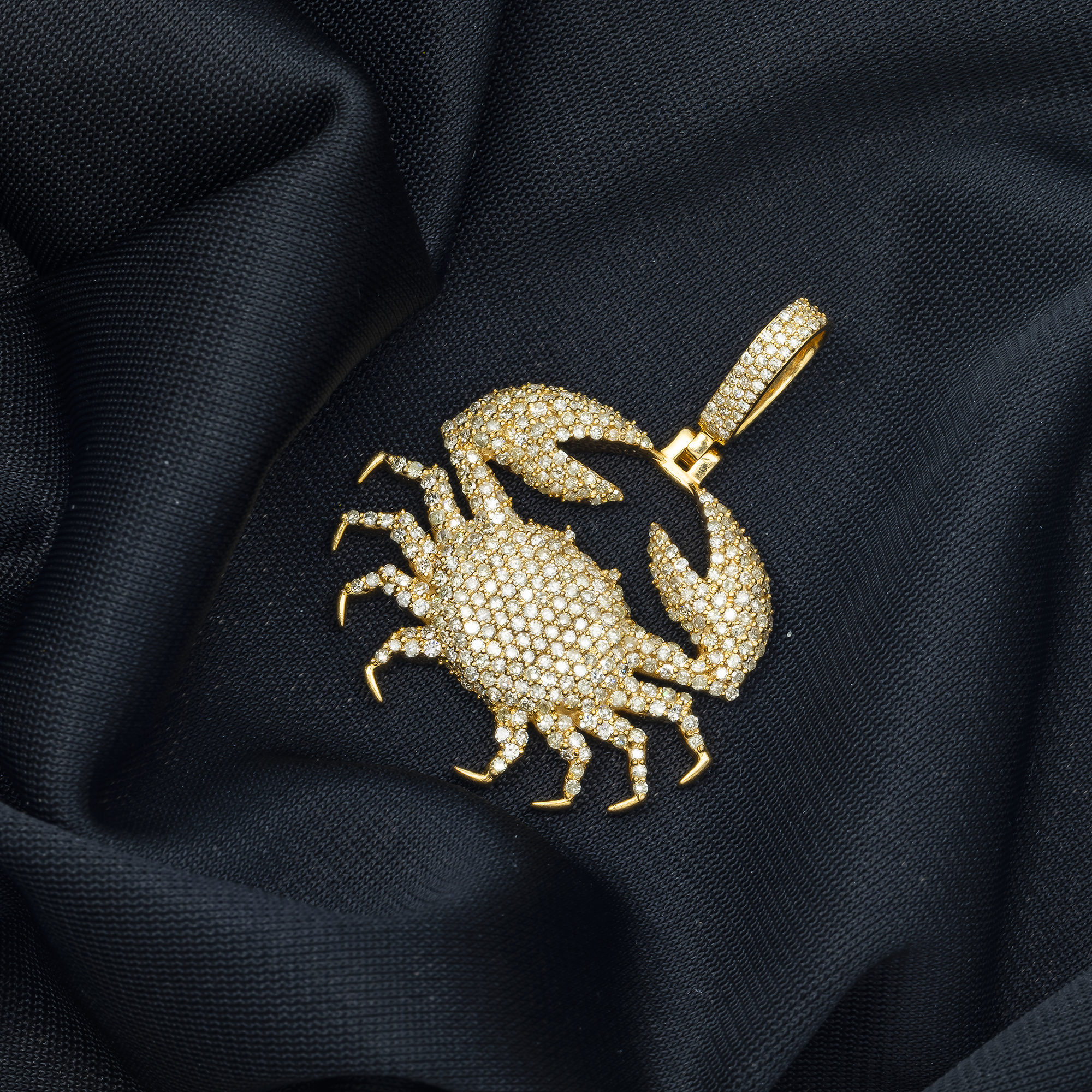 10K GOLD DIAMOND CRAB CANCER ZODIAC SIGN PENDANT 2.60 CT