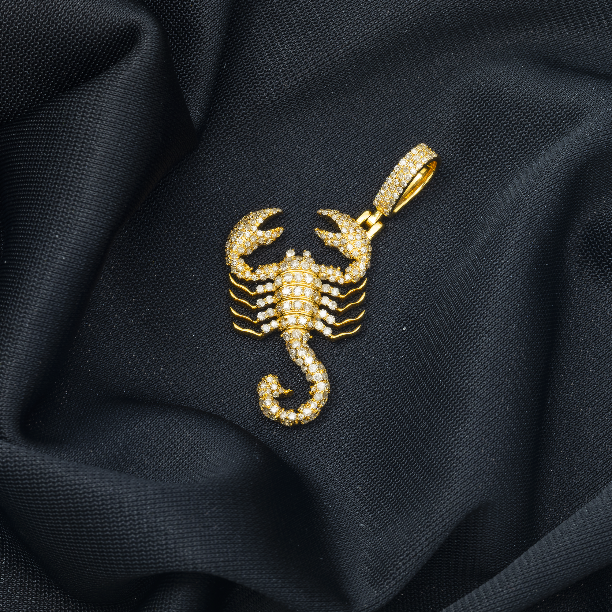 10K GOLD DIAMOND SCORPIO ZODIAC SIGN SCORPION PENDANT 1.08 CT