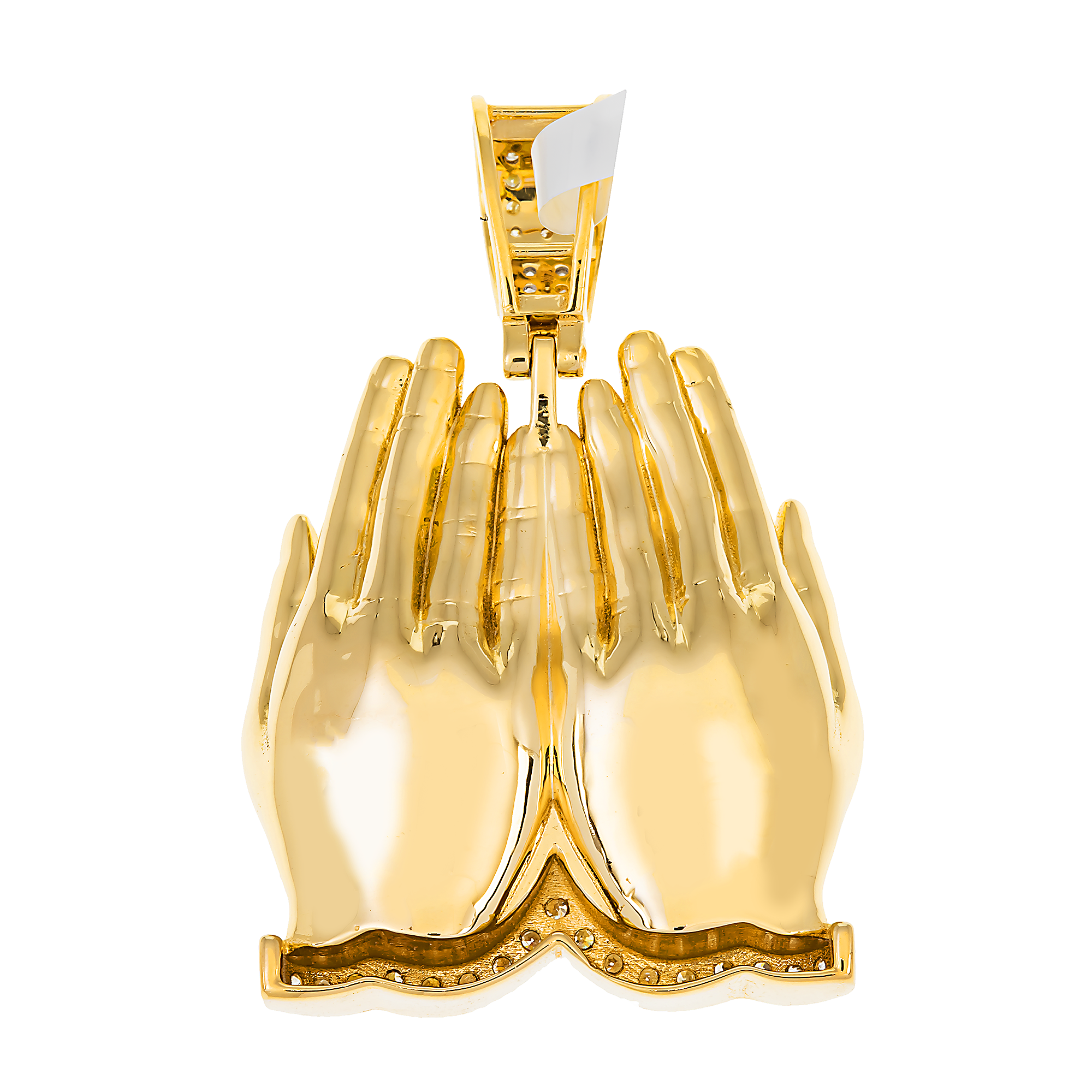 14K GOLD DIAMOND ALLAH IN PRAYING HANDS PENDANT 0.99 CT