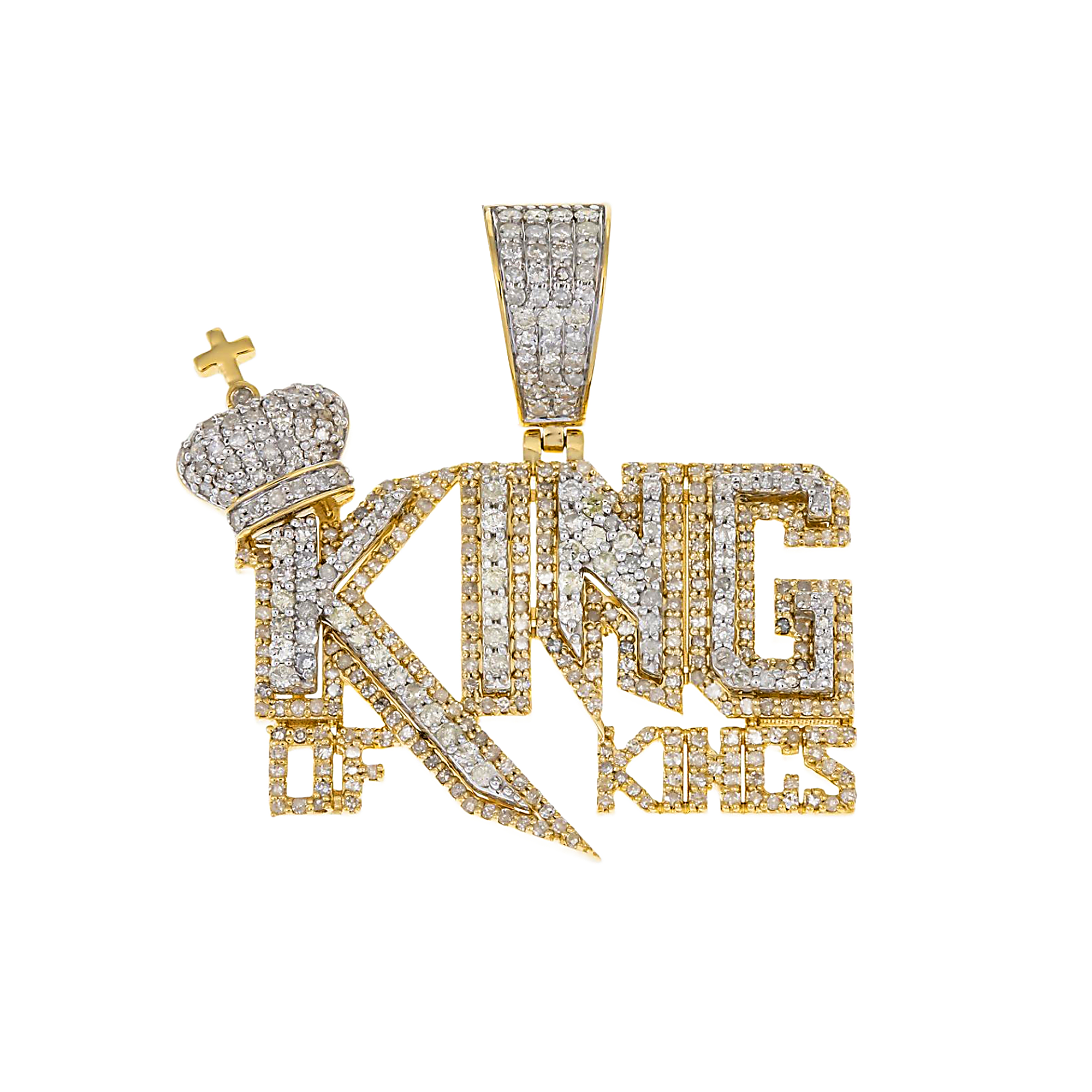 14K GOLD DIAMOND KING OF KINGS PENDANT 2.15 CT