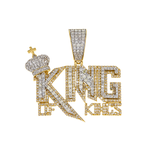 14K GOLD DIAMOND KING OF KINGS PENDANT 2.15 CT