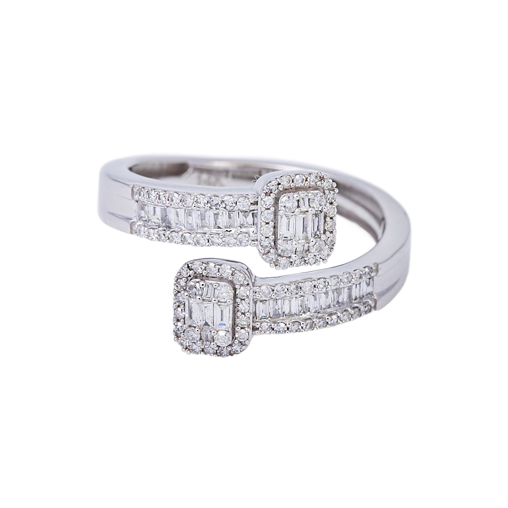 14K GOLD BAGUETTE AND ROUND DIAMOND WRAP RING 0.50 CT