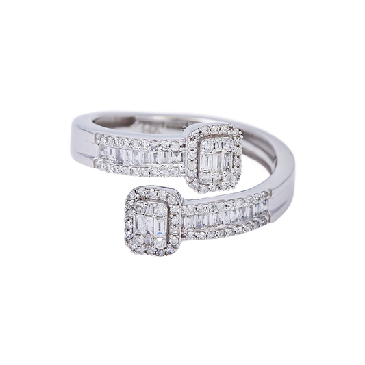 14K GOLD BAGUETTE AND ROUND DIAMOND WRAP RING 0.50 CT