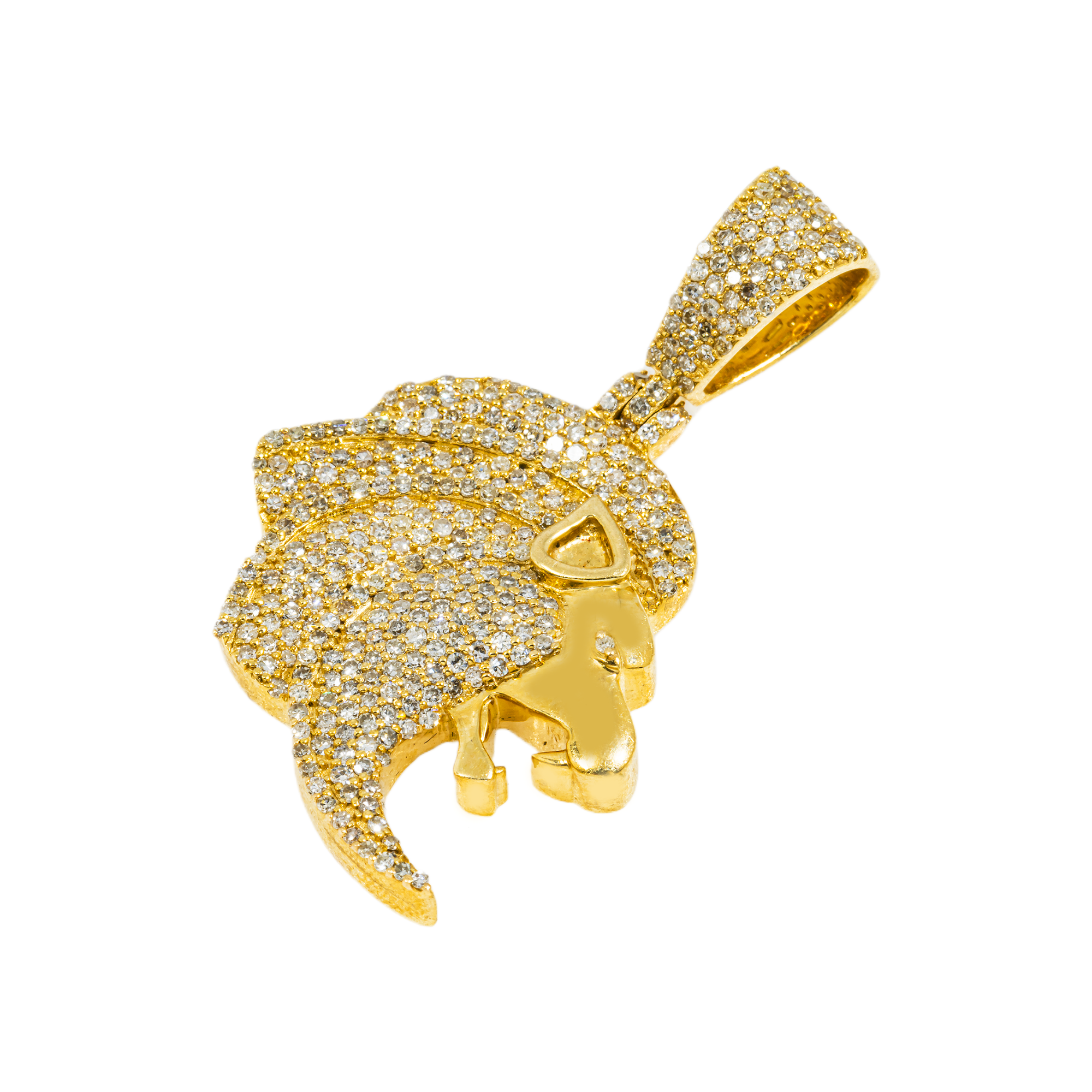 10K GOLD DIAMOND LION HEAD PENDANT 1.91 CT
