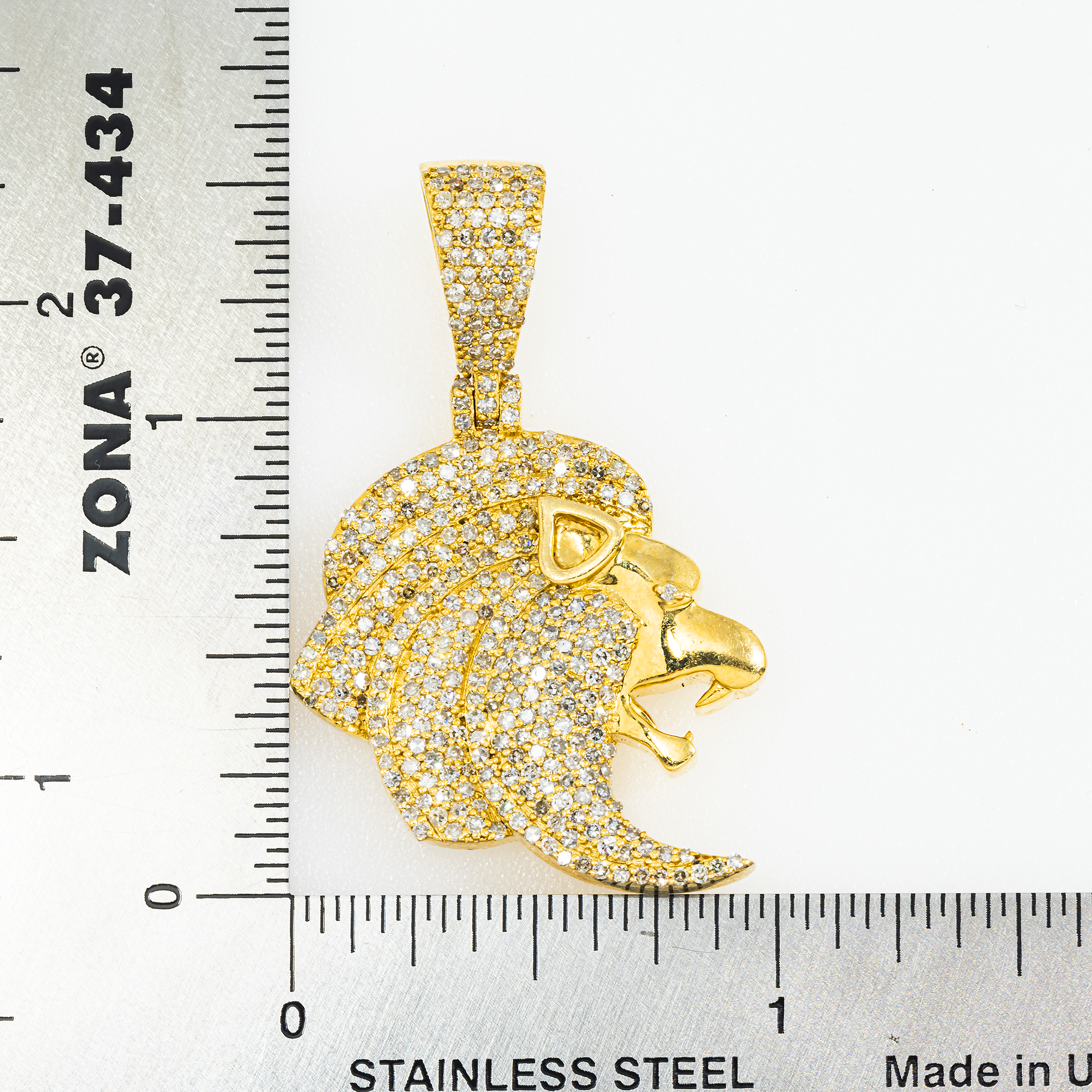 10K GOLD DIAMOND LION HEAD PENDANT 1.91 CT