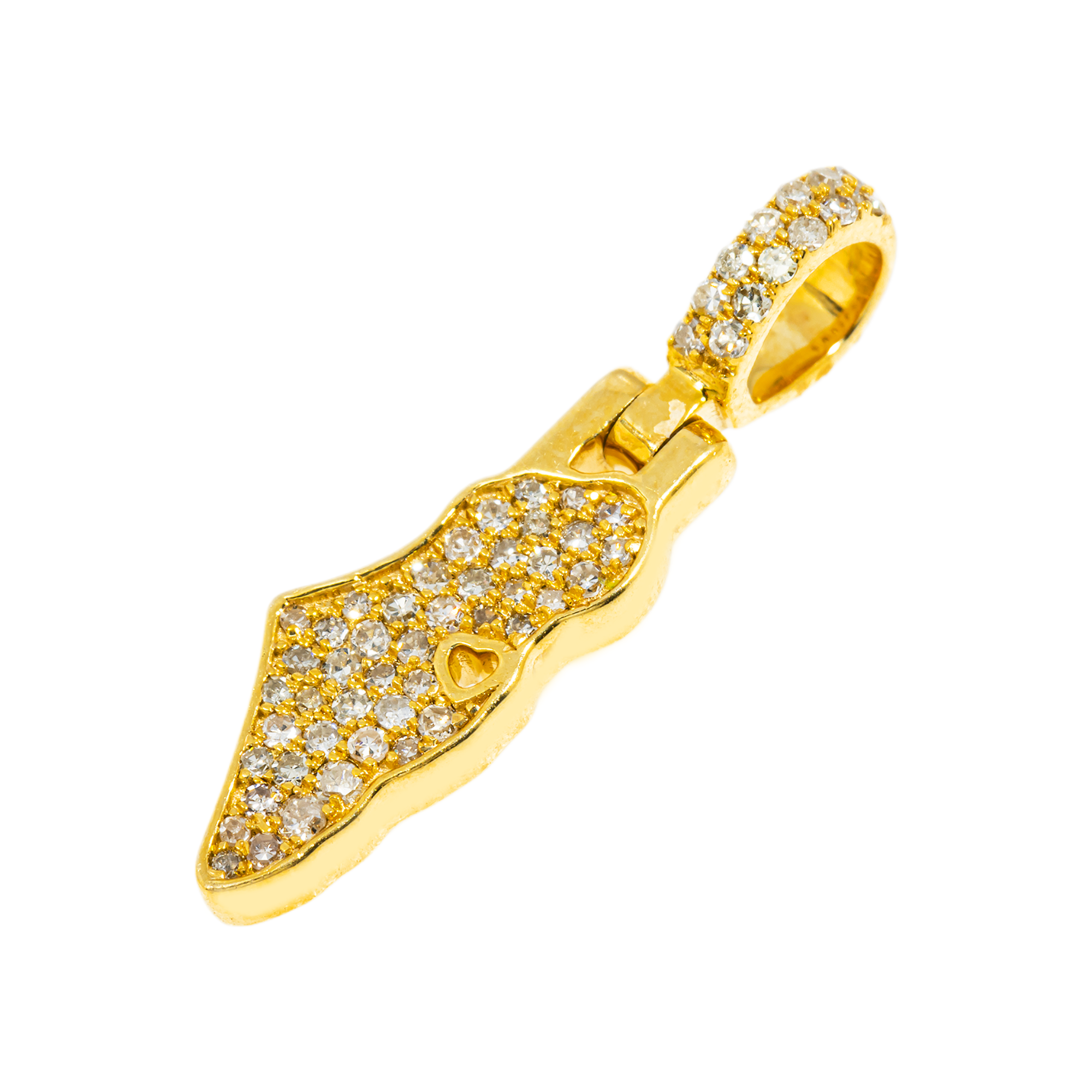 14K GOLD ROUND DIAMOND ISRAEL WITH HEART PENDANT 0.21 CT