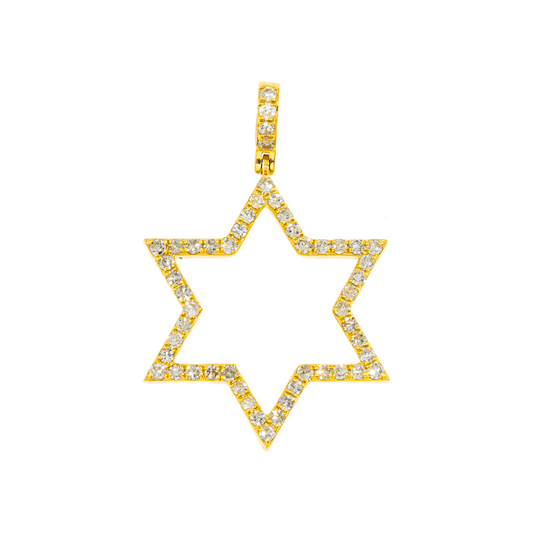 14K GOLD DIAMOND STAR OF DAVID PENDANT 0.63 CT