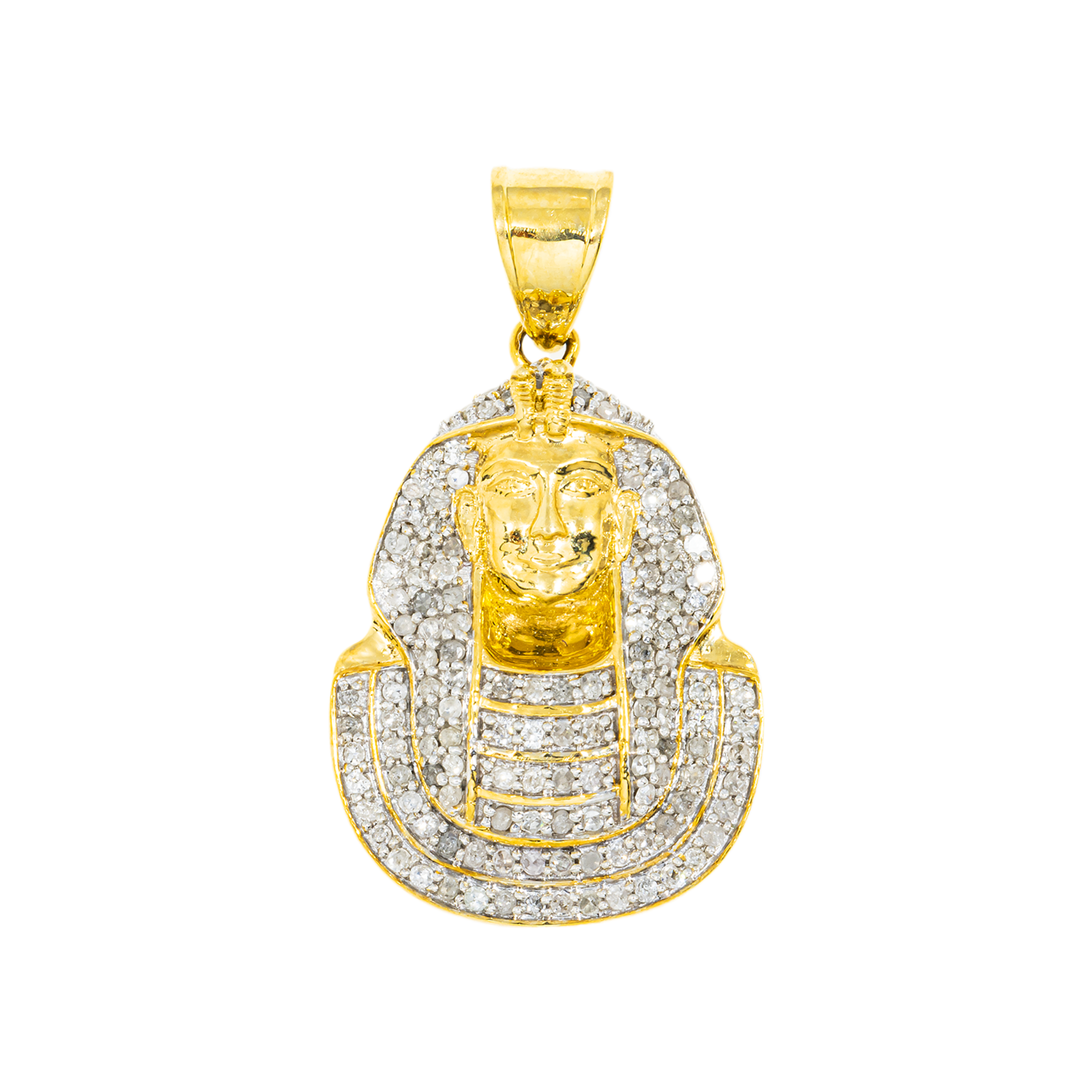 10K GOLD DIAMOND EGYPTIAN FIGURE PHARAOH PENDANT 0.47 CT
