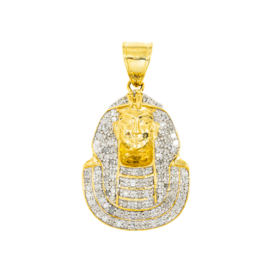10K GOLD DIAMOND EGYPTIAN FIGURE PHARAOH PENDANT 0.47 CT