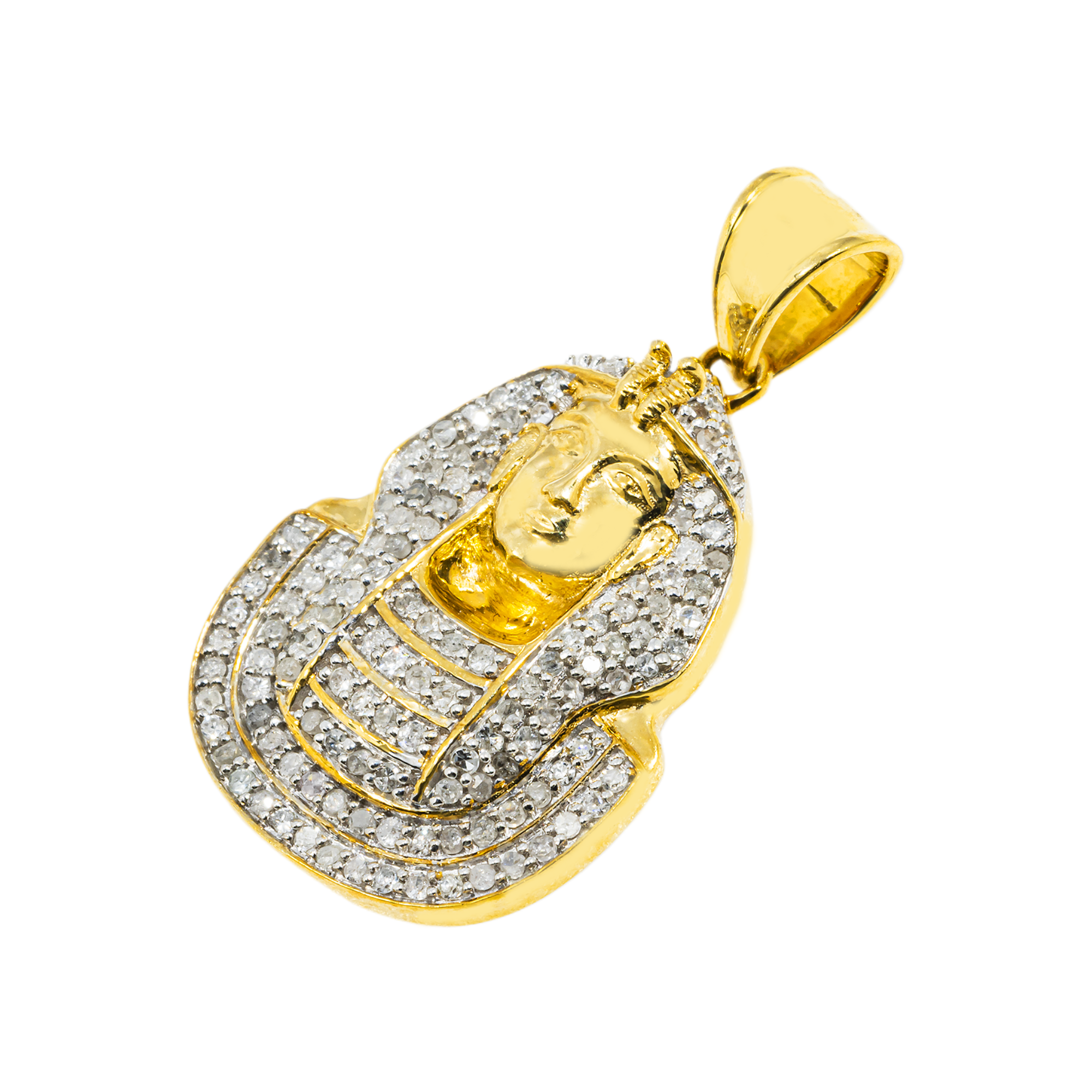 10K GOLD DIAMOND EGYPTIAN FIGURE PHARAOH PENDANT 0.47 CT