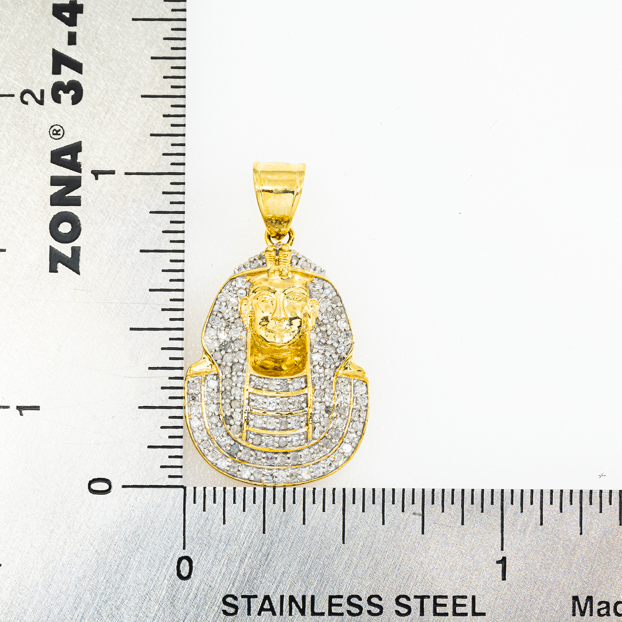 10K GOLD DIAMOND EGYPTIAN FIGURE PHARAOH PENDANT 0.47 CT