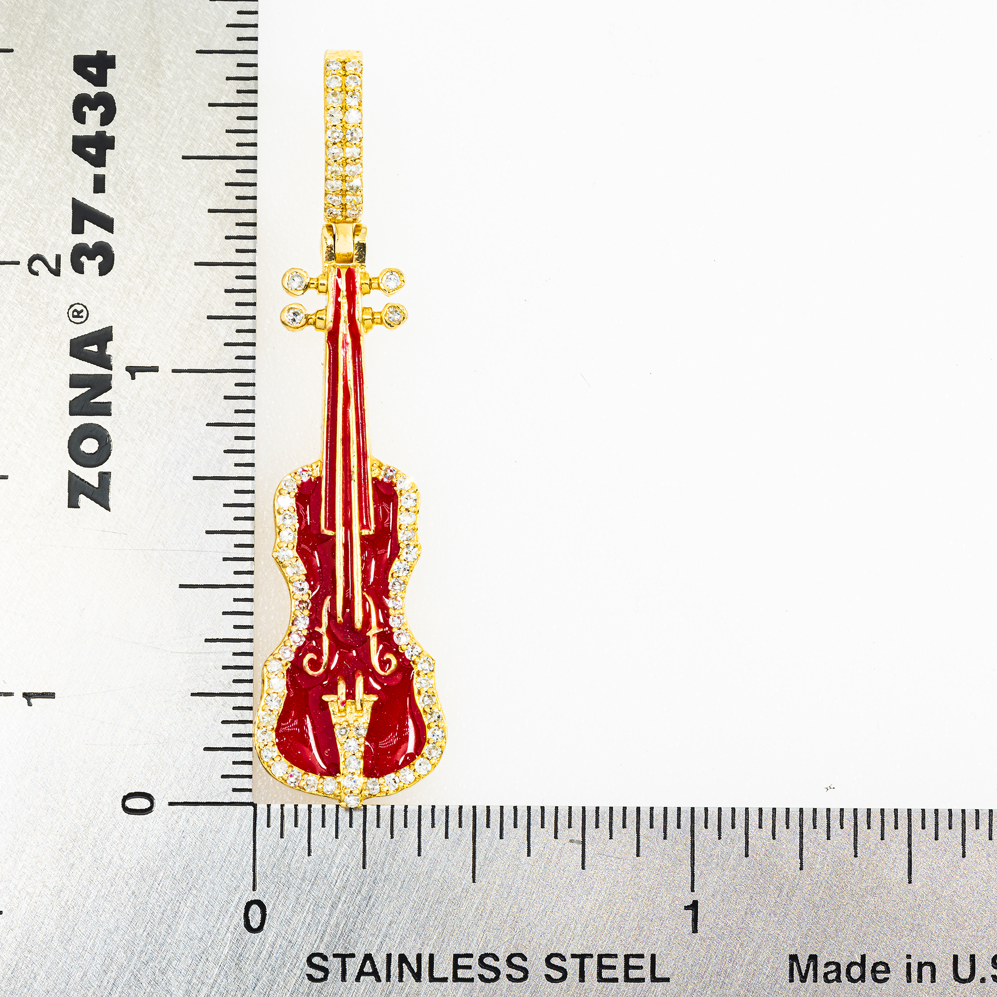 10K GOLD DIAMOND VIOLIN PENDANT 0.34 CT