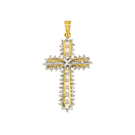 10K GOLD DIAMOND CROSS PENDANT 0.50 CT