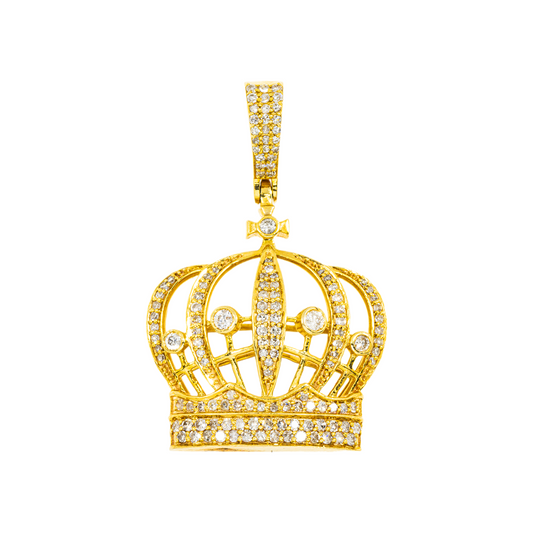 10K GOLD DIAMOND ROYAL CROWN PENDANT 1.10 CT