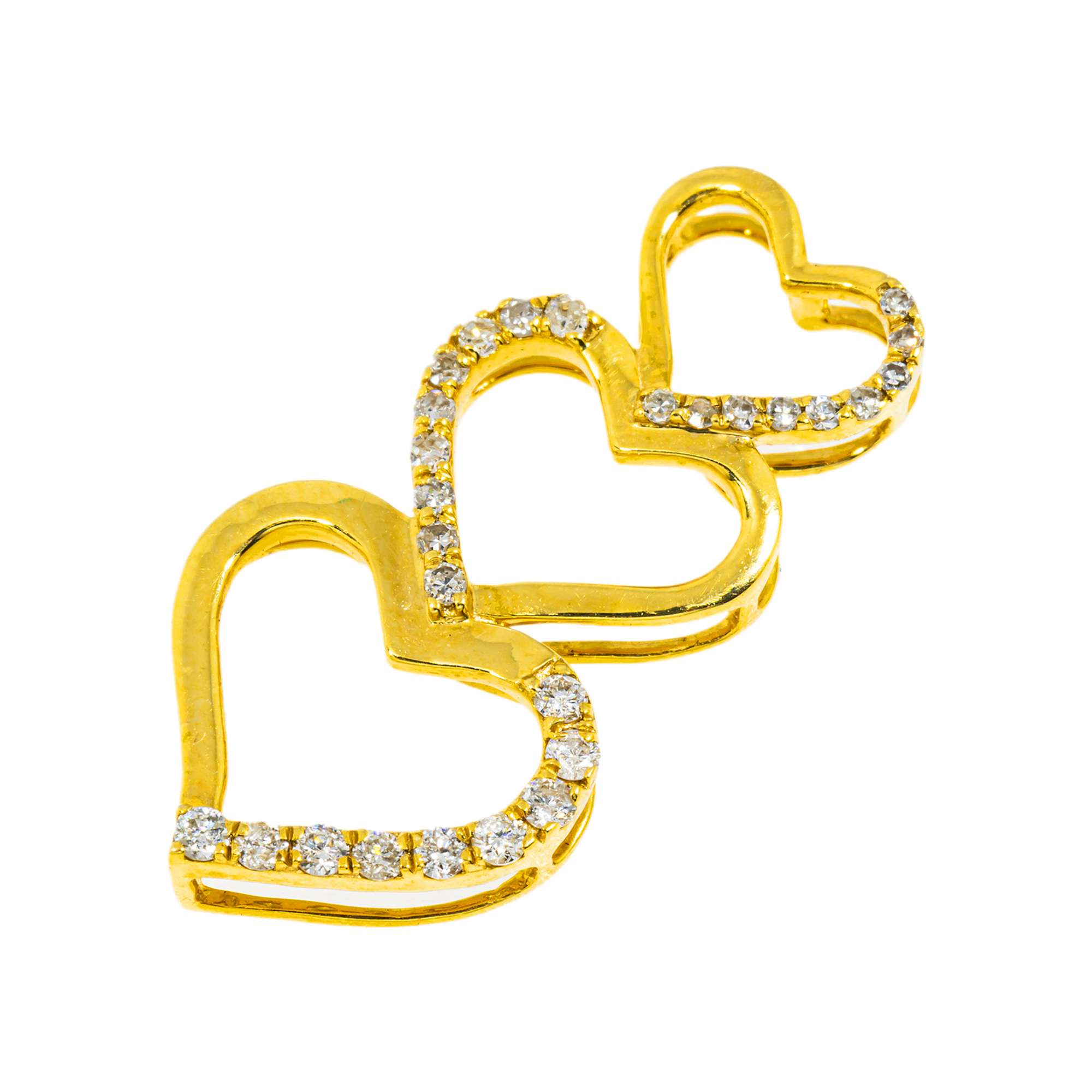 10K GOLD DIAMOND TRIPLE OPEN HEARTS PENDANT 0.26 CT