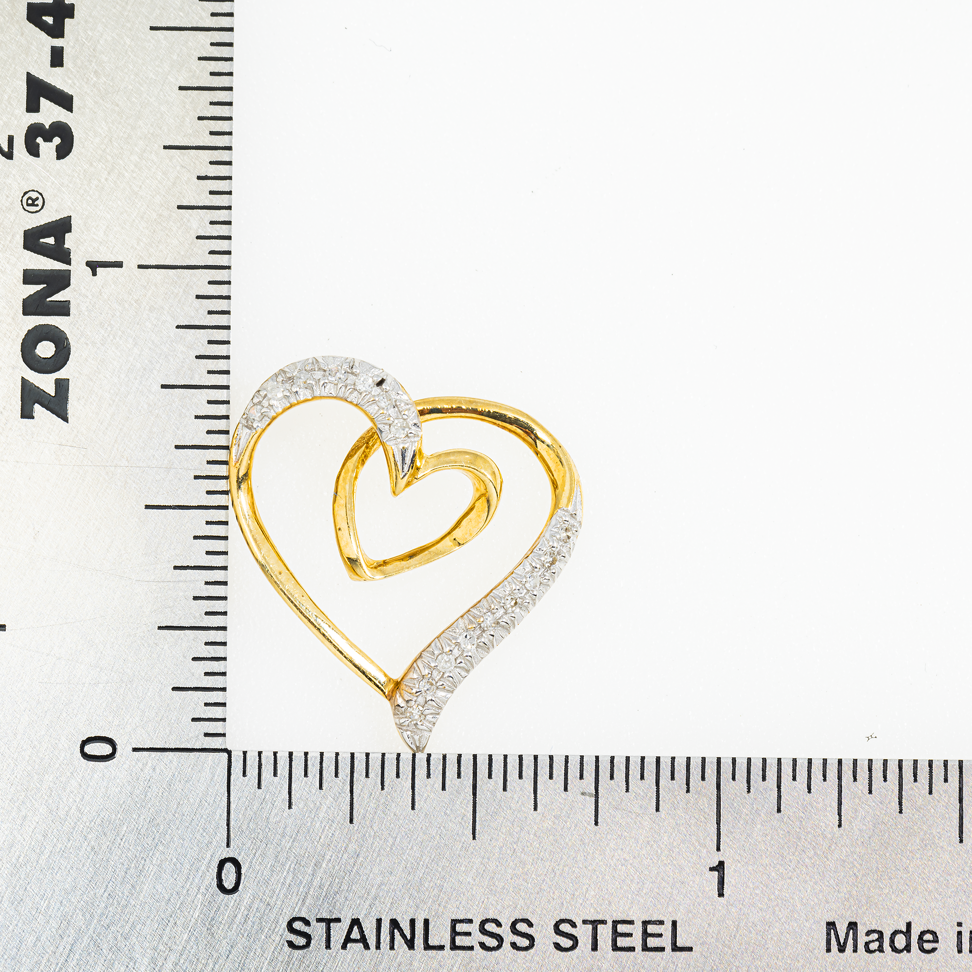 10K GOLD DIAMOND OPEN HEART PENDANT 0.17 CT