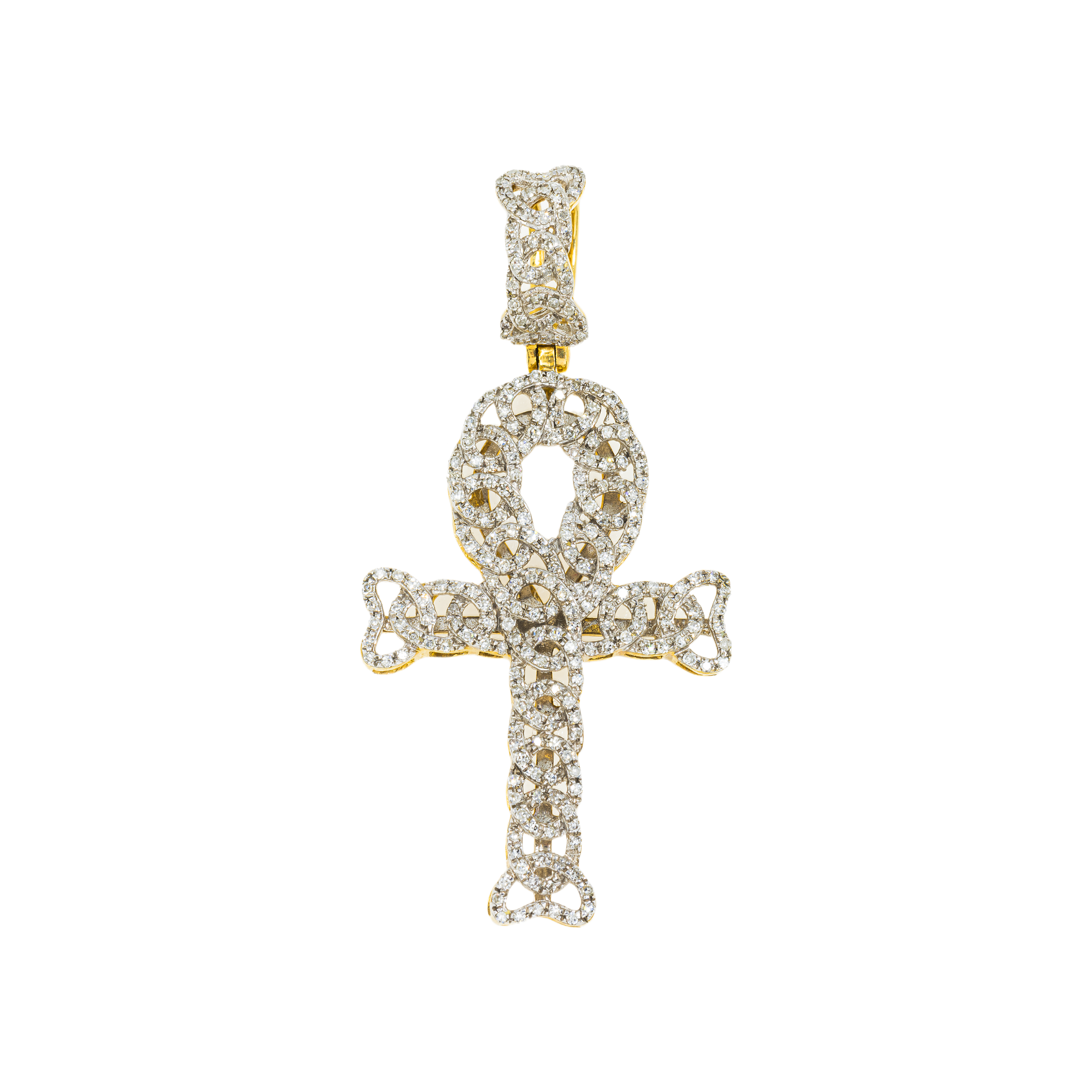 10K GOLD DIAMOND ANKH PENDANT 0.85 CT