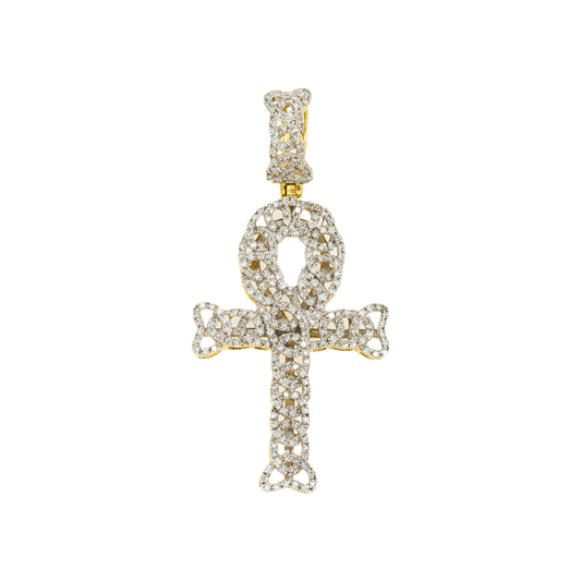 10K GOLD DIAMOND ANKH PENDANT 0.85 CT