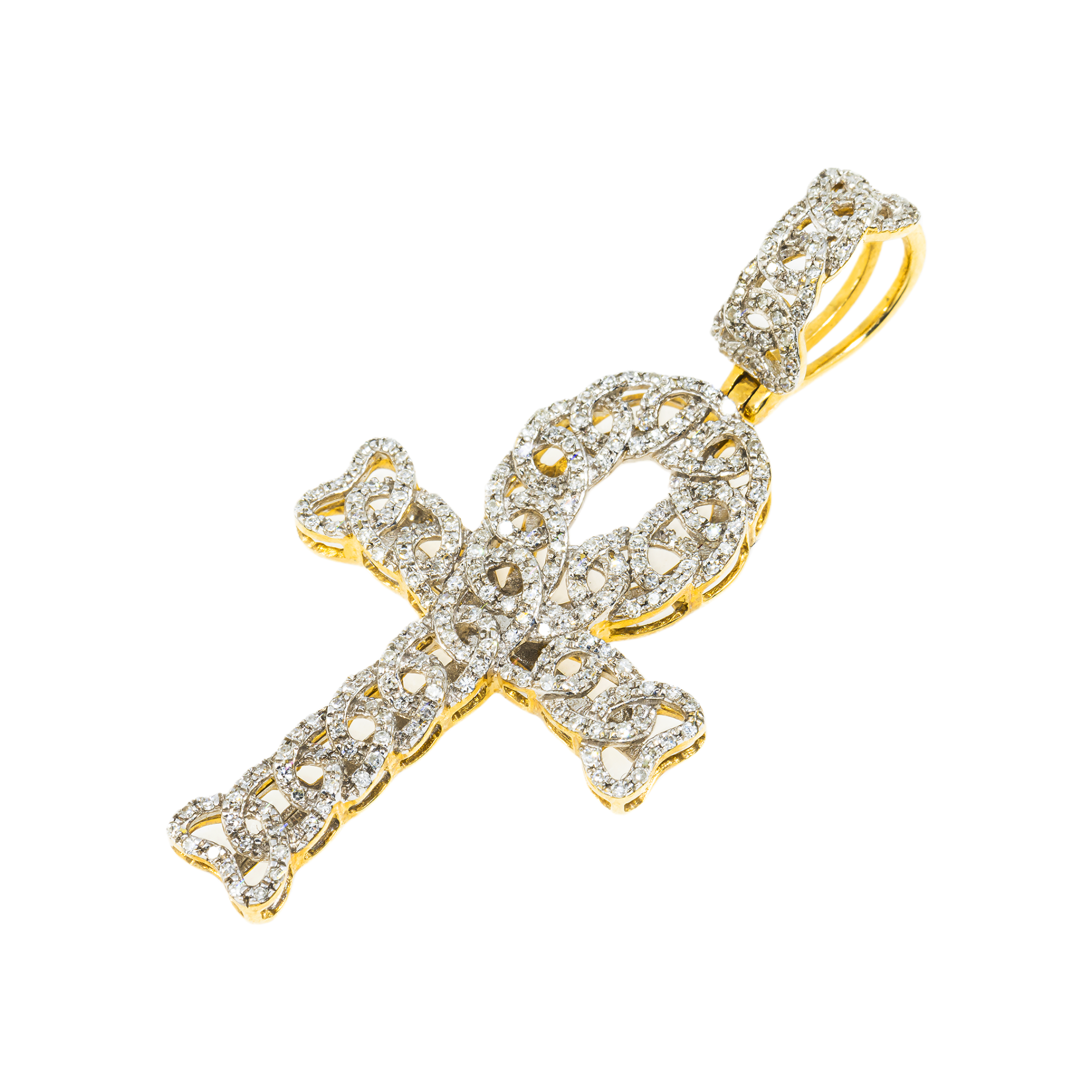 10K GOLD DIAMOND ANKH PENDANT 0.85 CT