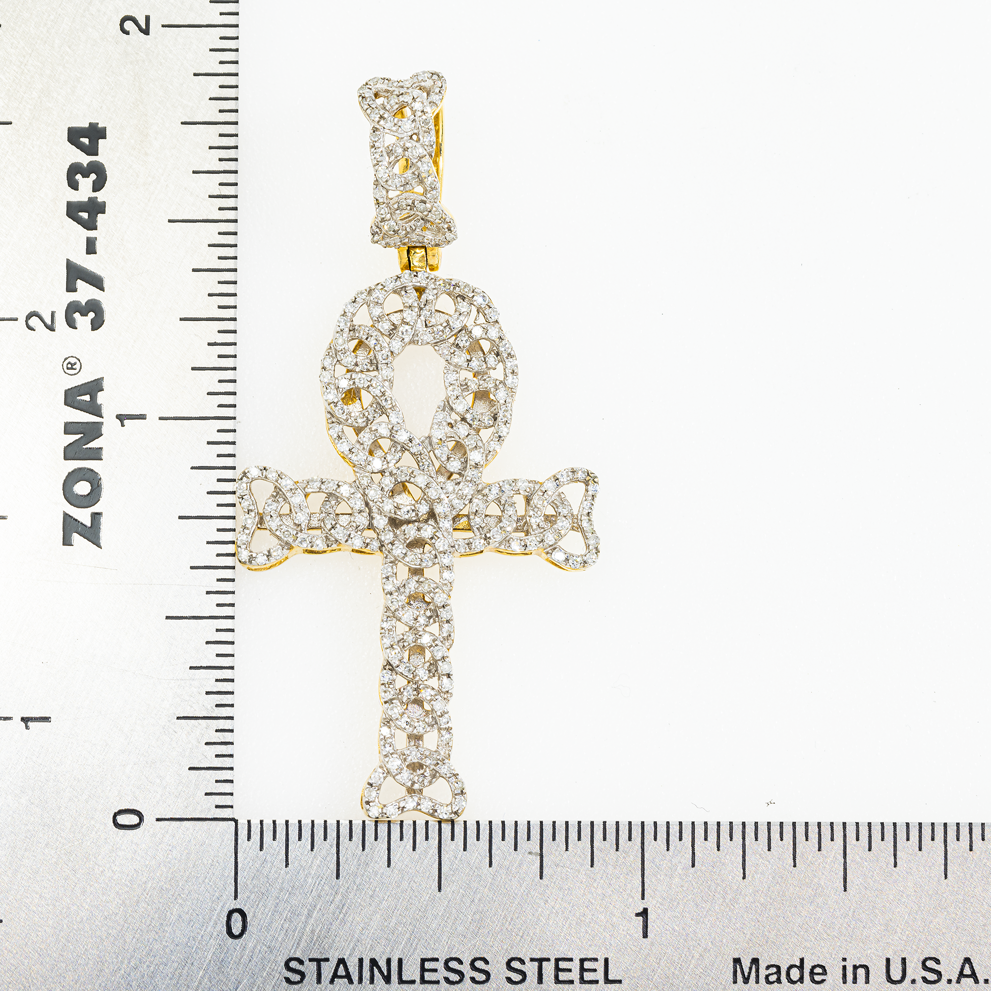 10K GOLD DIAMOND ANKH PENDANT 0.85 CT