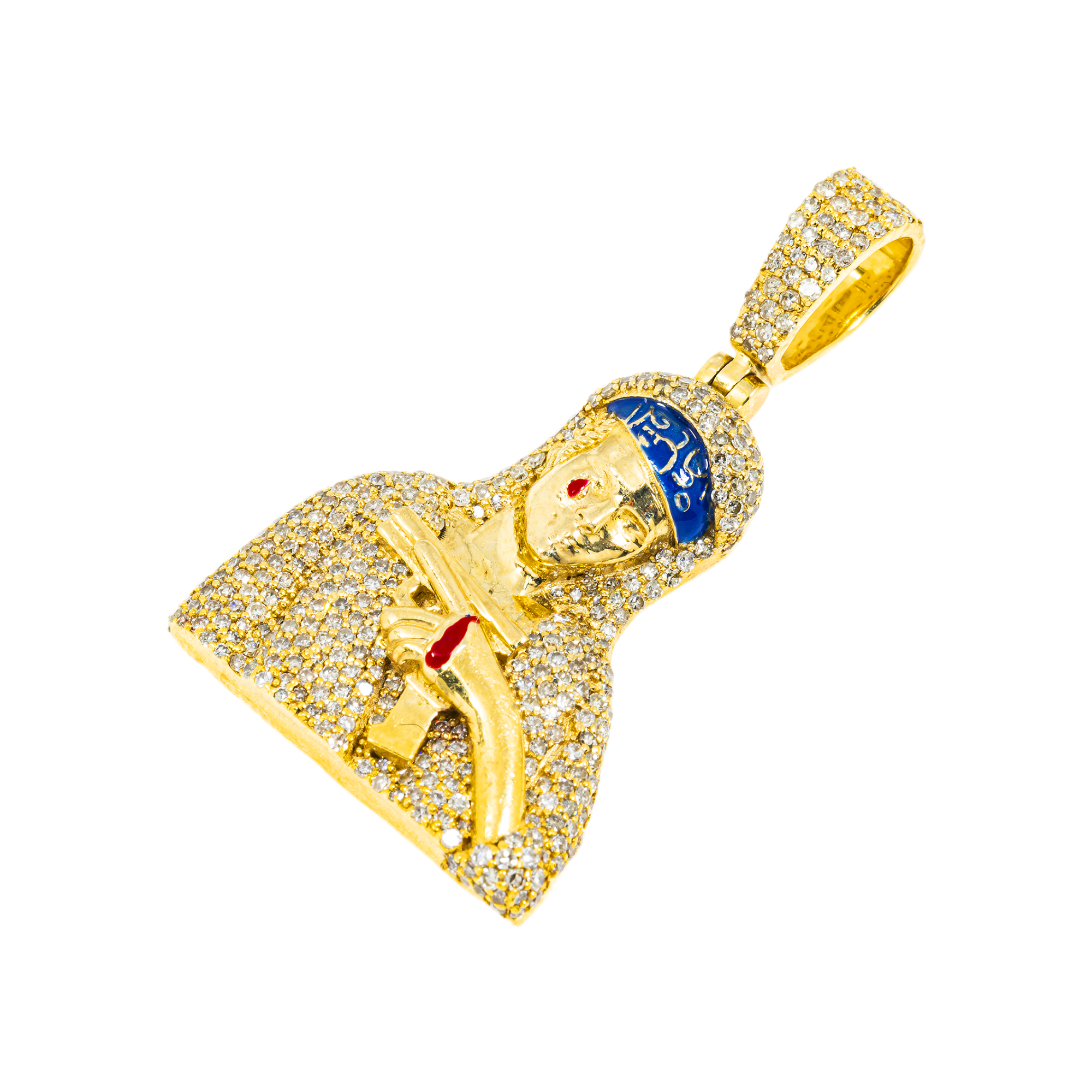 10K GOLD DIAMOND GANGSTER MOTHER MARY PENDANT 1.88 CT