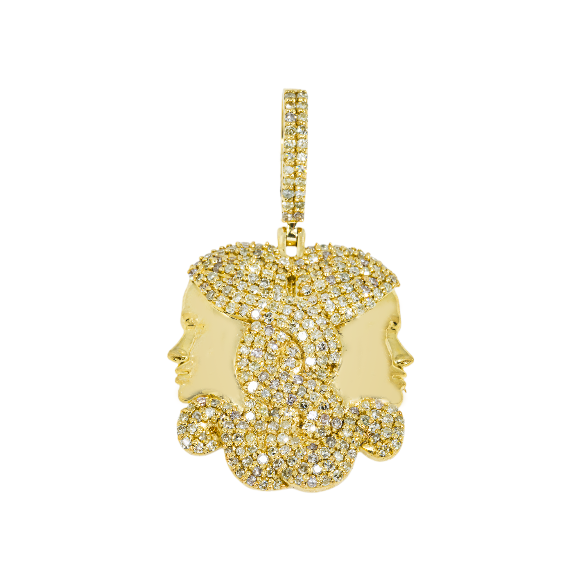 10K GOLD DIAMOND GEMINI ZODIAC SIGN PENDANT 0.93 CT