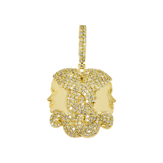 10K GOLD DIAMOND GEMINI ZODIAC SIGN PENDANT 0.93 CT