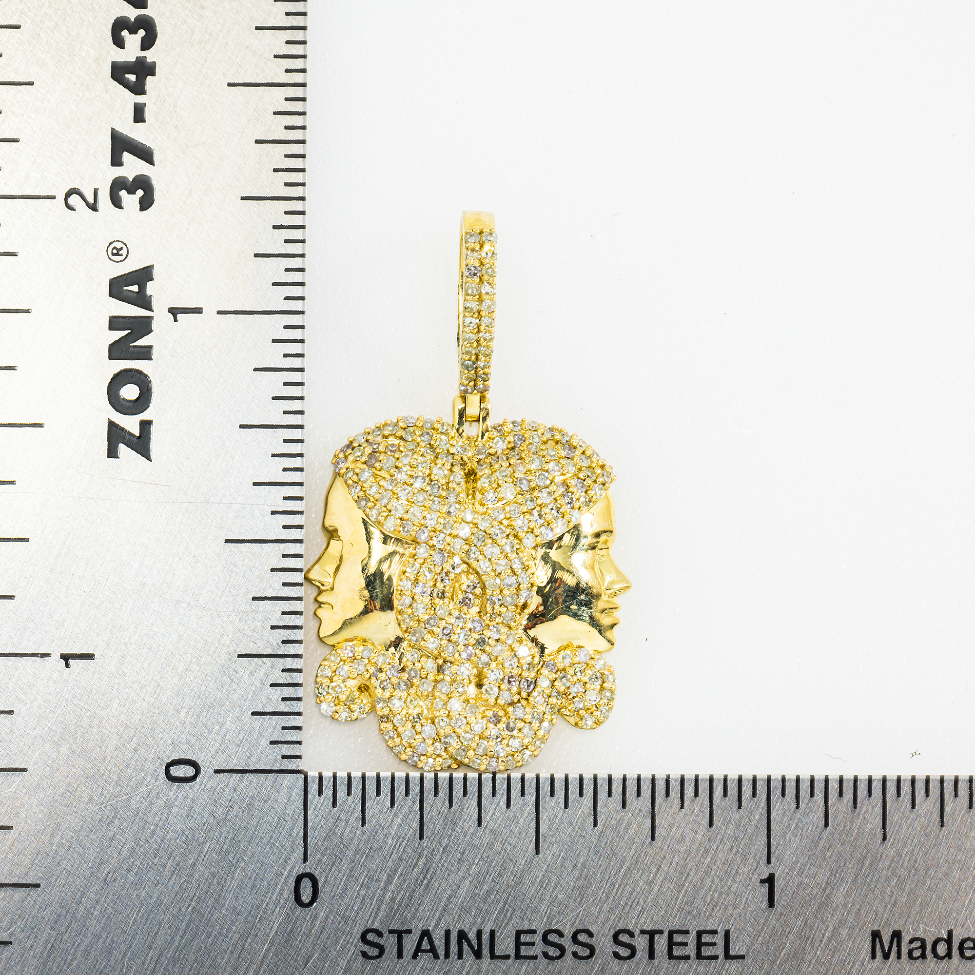 10K GOLD DIAMOND GEMINI ZODIAC SIGN PENDANT 0.93 CT