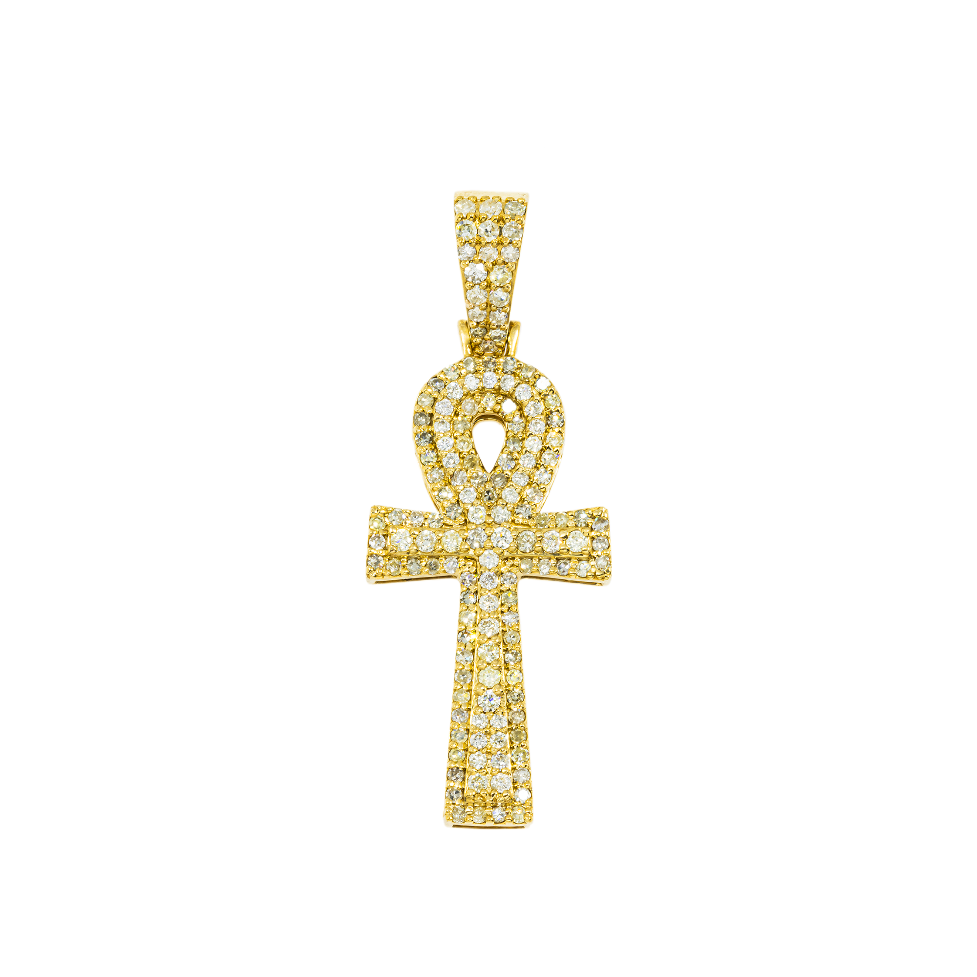 10K GOLD DIAMOND ANKH PENDANT 1.03 CT