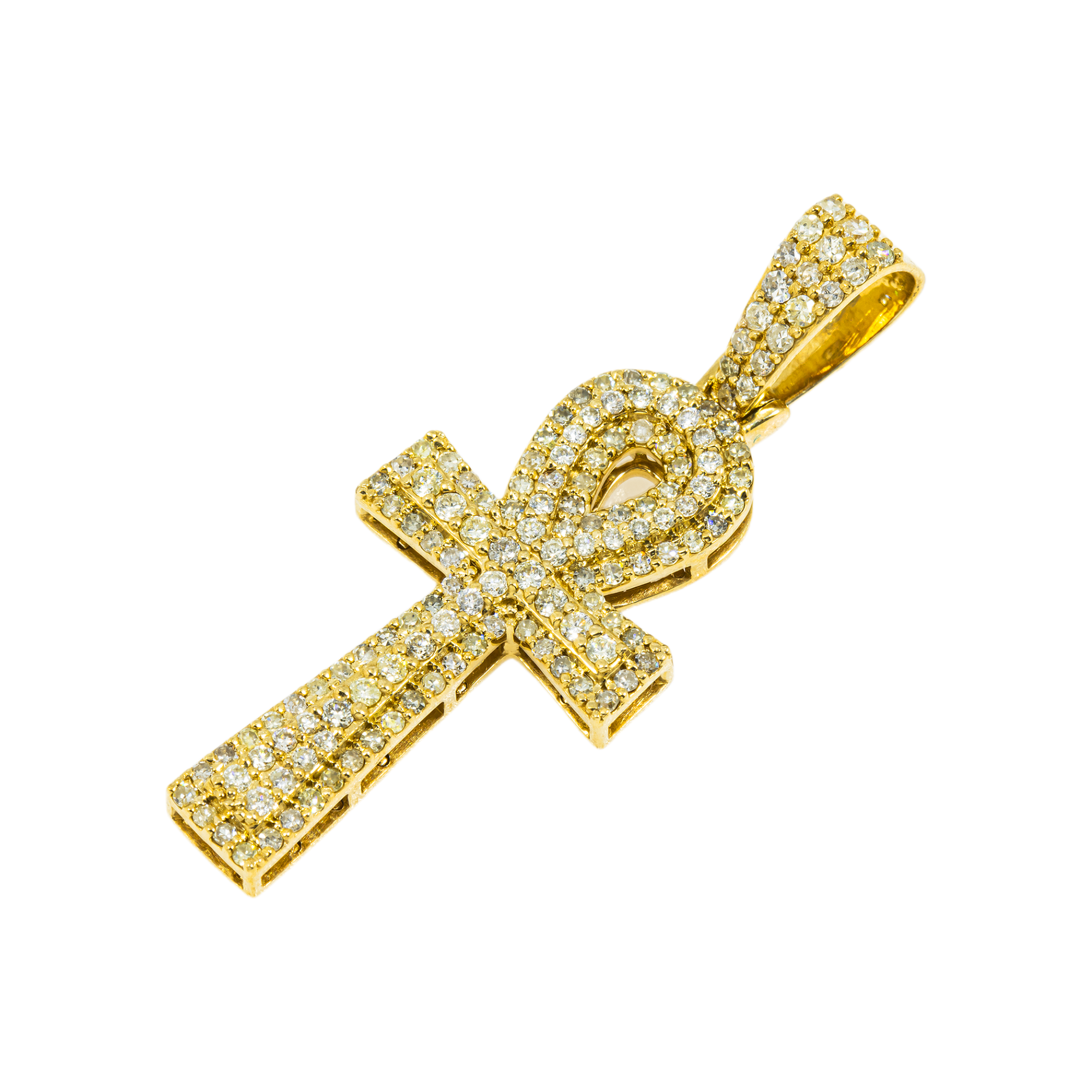 10K GOLD DIAMOND ANKH PENDANT 1.03 CT