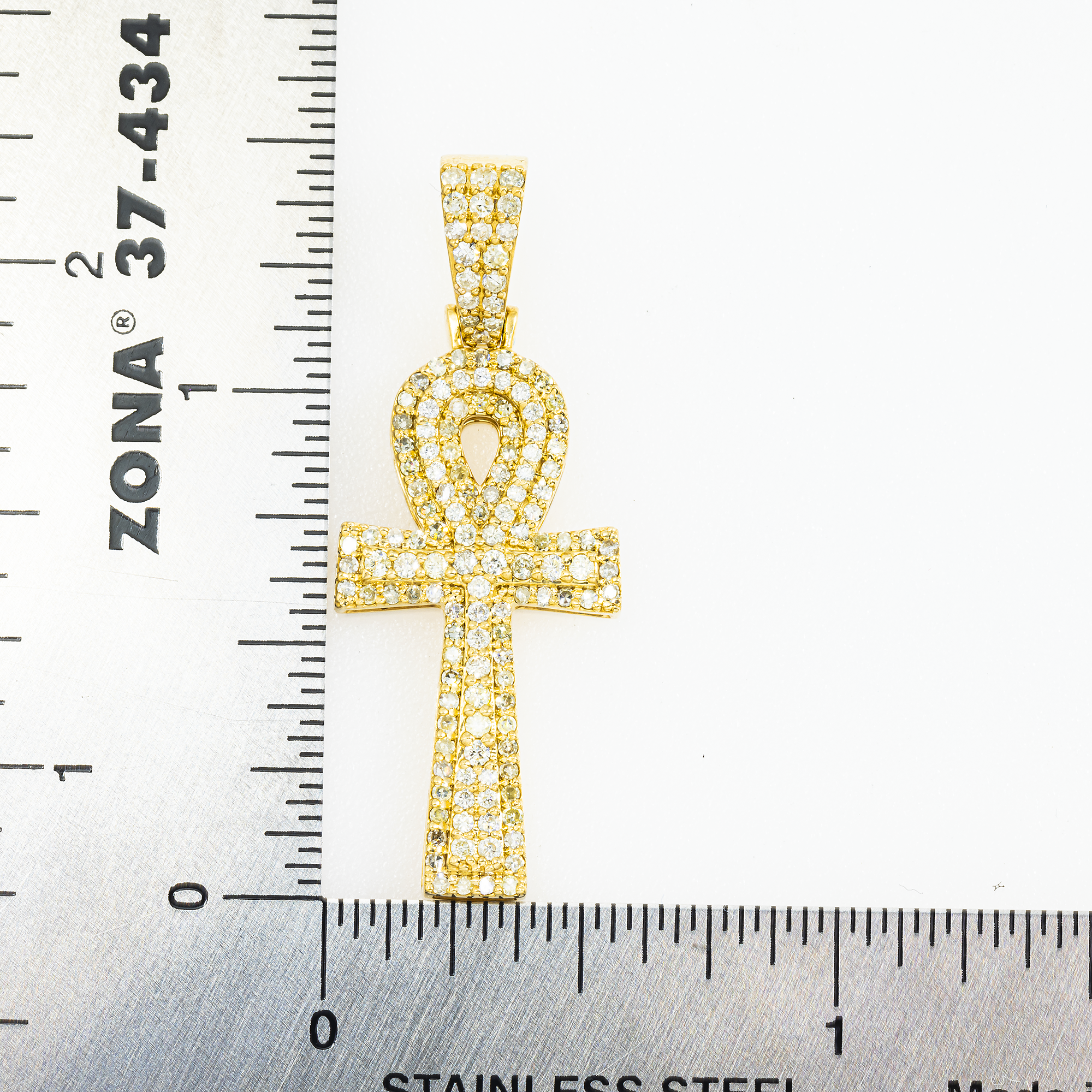 10K GOLD DIAMOND ANKH PENDANT 1.03 CT