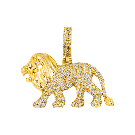 10K GOLD DIAMOND LEO ZODIAC SIGN LION PENDANT 0.80 CT