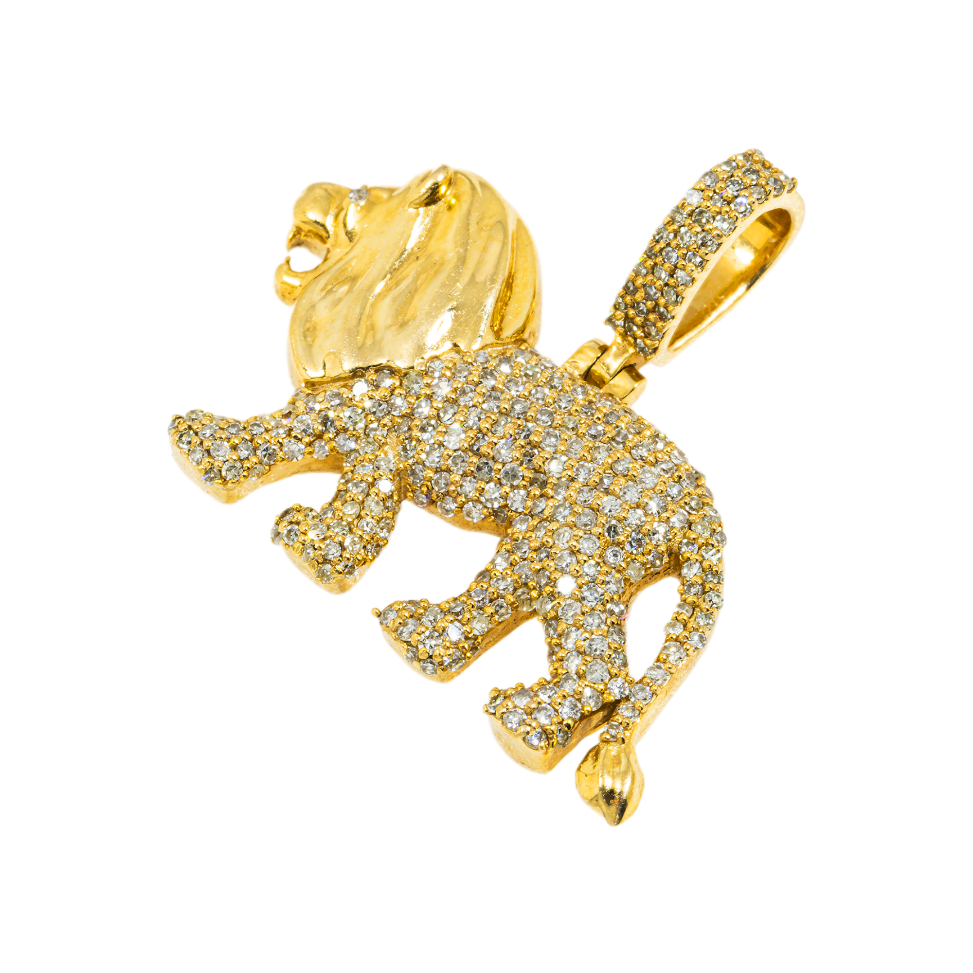 10K GOLD DIAMOND LEO ZODIAC SIGN LION PENDANT 0.80 CT