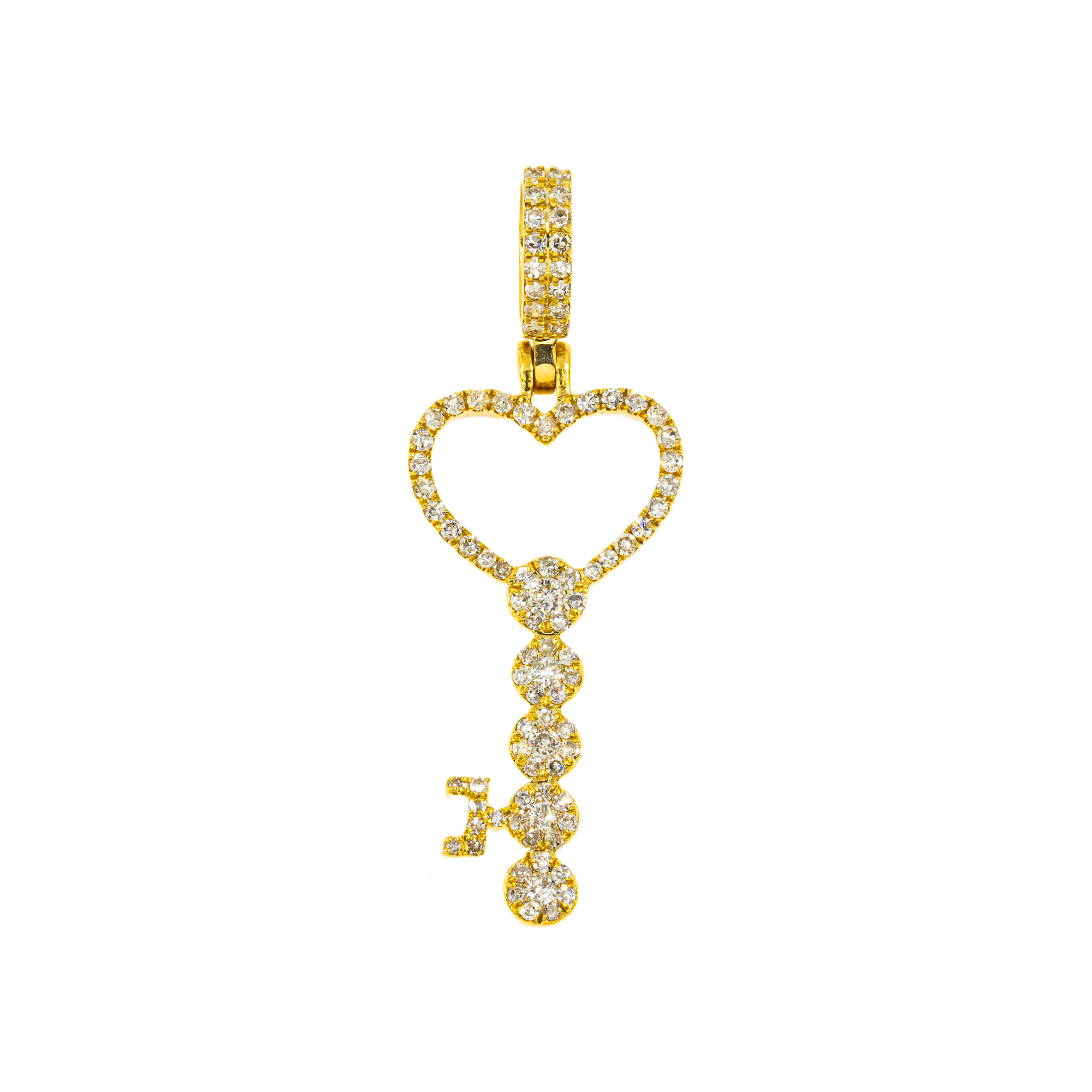 10K GOLD DIAMOND HEART KEY PENDANT 0.52 CT