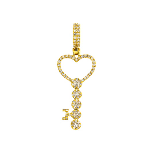 10K GOLD DIAMOND HEART KEY PENDANT 0.52 CT