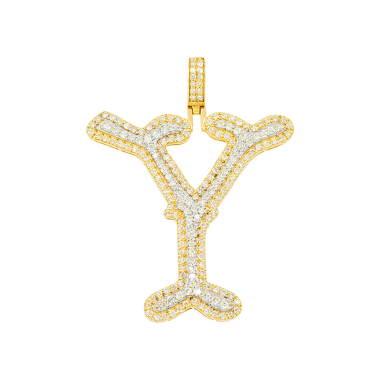 10K GOLD DIAMOND INITIAL LETTER Y PENDANT 2.59 CT