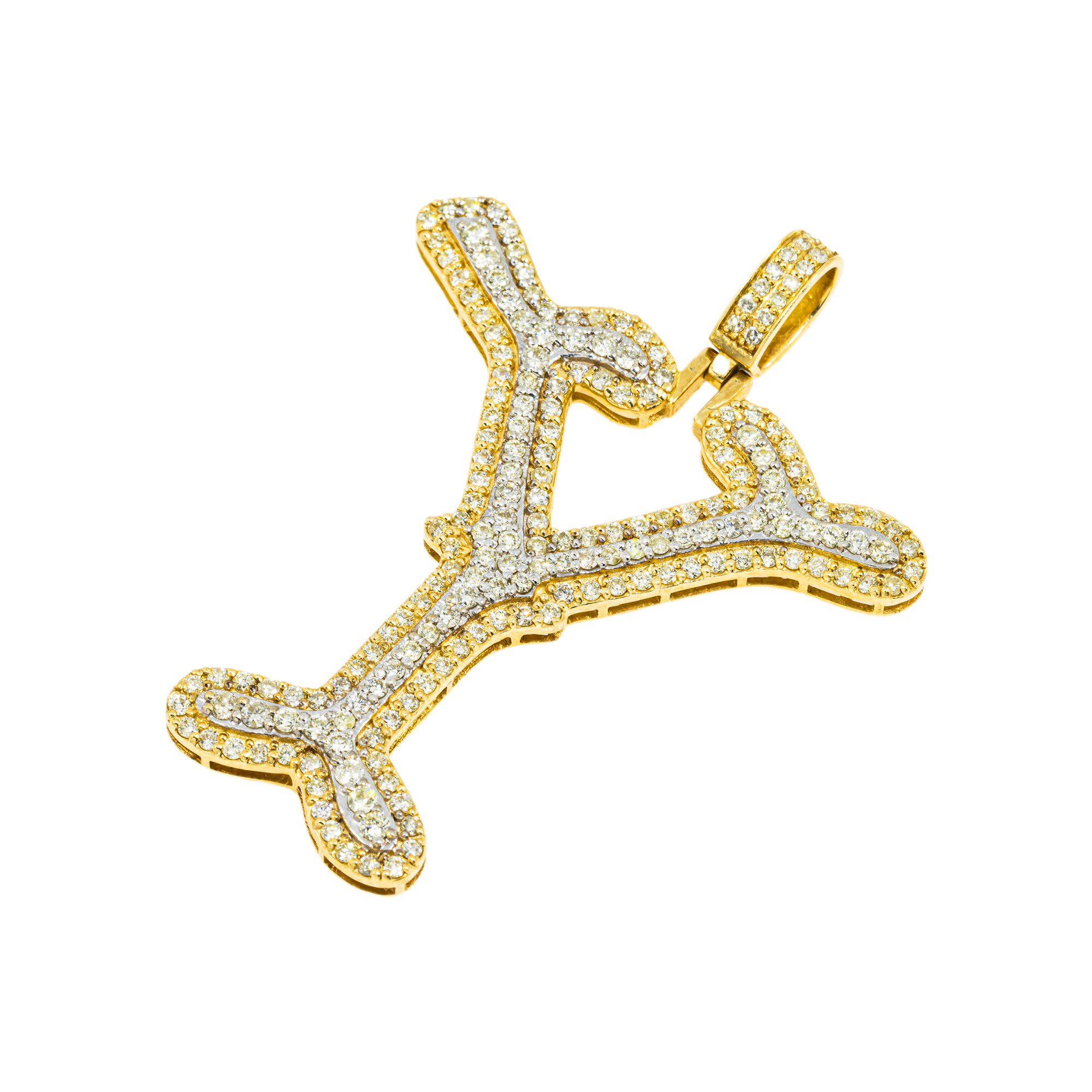 10K GOLD DIAMOND INITIAL LETTER Y PENDANT 2.59 CT