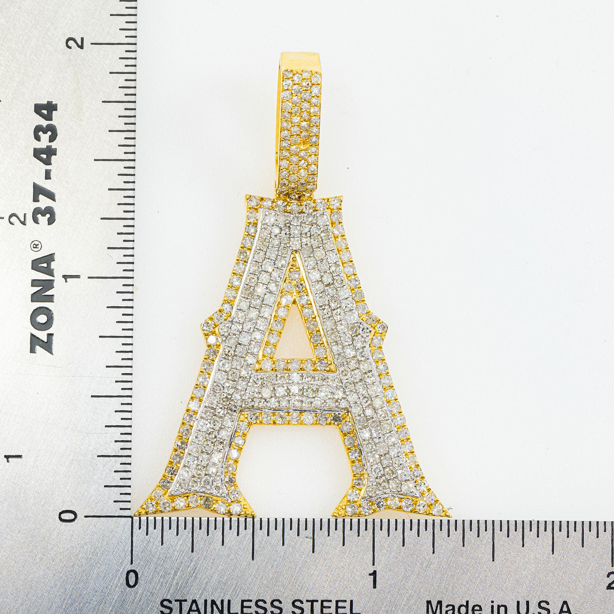 10K GOLD DIAMOND INITIAL LETTER A PENDANT 3.17 CT