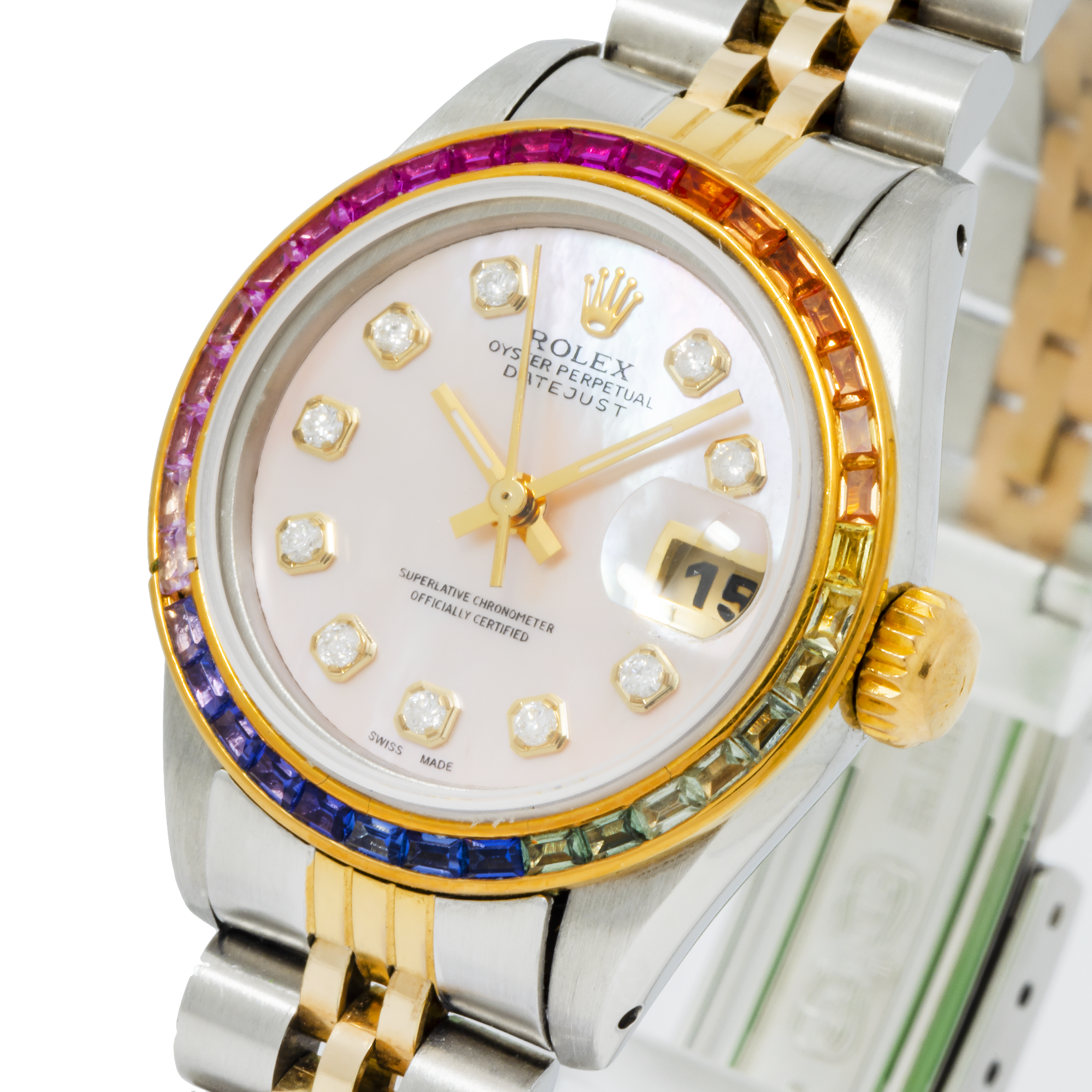 Rolex Datejust 69173 26MM Pink Diamond Dial & Rainbow Bezel With 0.20 CTW Diamonds