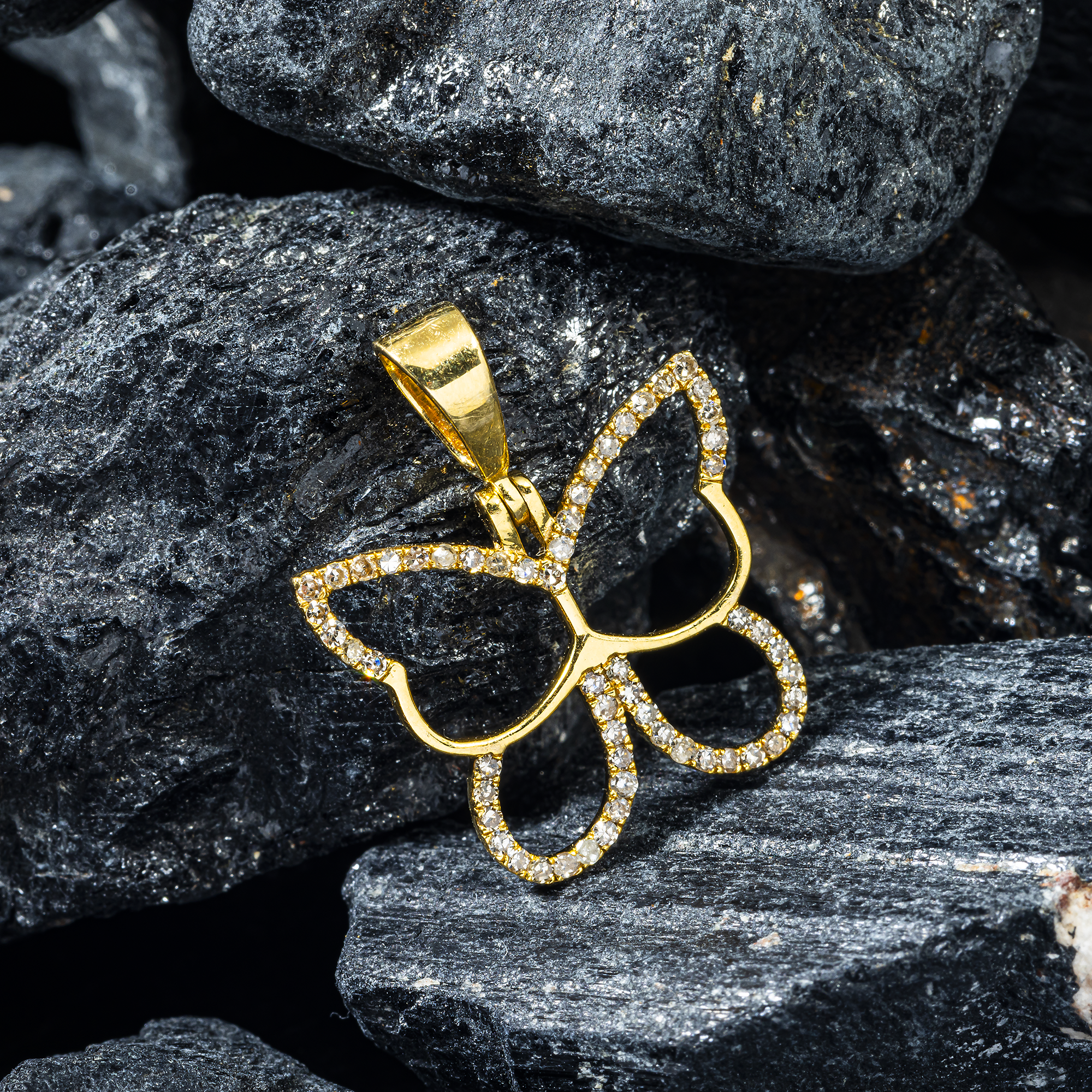 10K GOLD DIAMOND BUTTERFLY PENDANT 0.28 CT