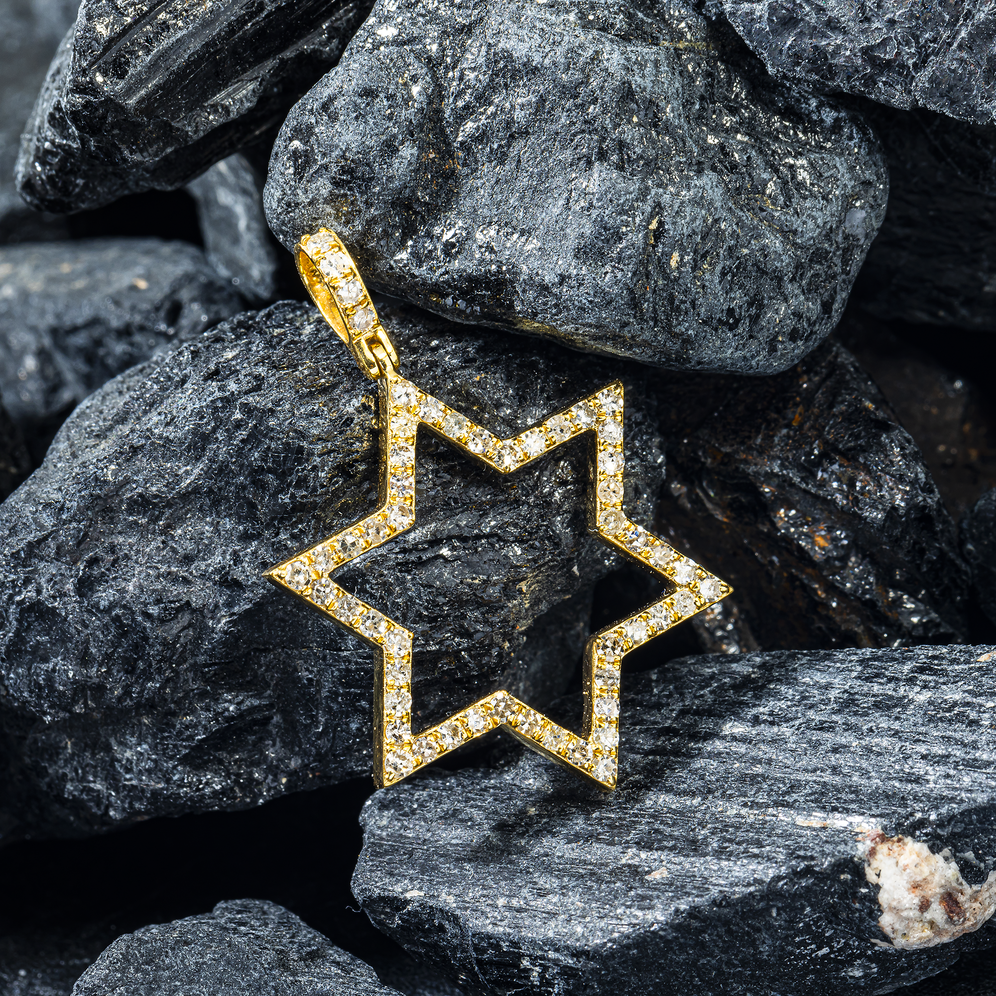 14K GOLD DIAMOND STAR OF DAVID PENDANT 0.63 CT